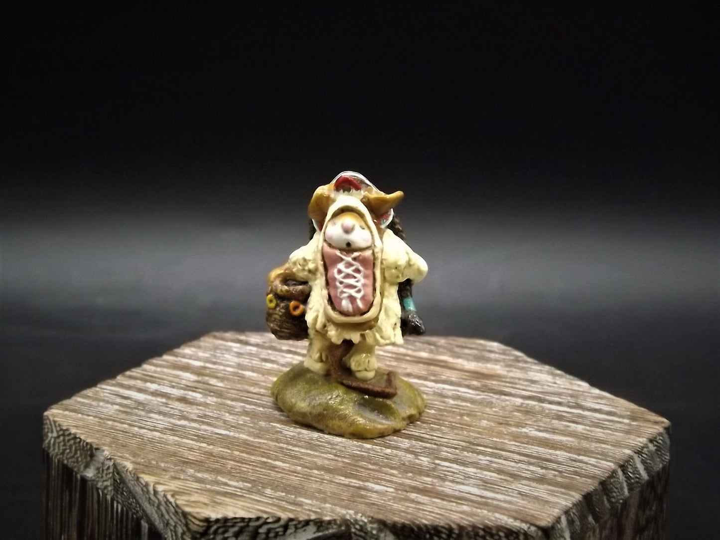 Vintage 1991 Wee Forest Folk Figurine: "Running Doe and Little Bear" Pink Version