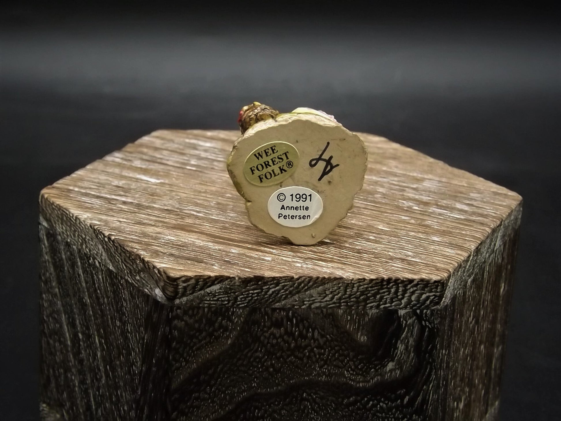 Vintage 1991 Wee Forest Folk Figurine: "Running Doe and Little Bear" Pink Version