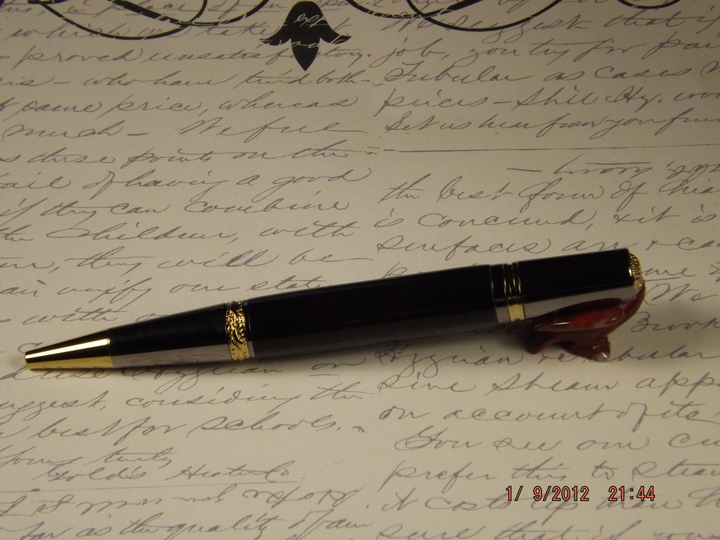 Handmade Acrylic twist Pen, Black Majestic Squire style Gold & Titanium plated