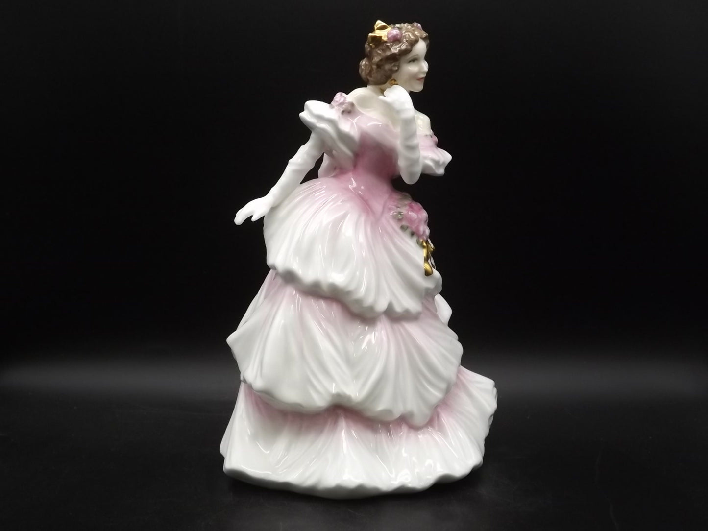 Vintage Royal Doulton "Joy" Figurine HN 4053: 14KT Gold Trim, Pink Gown