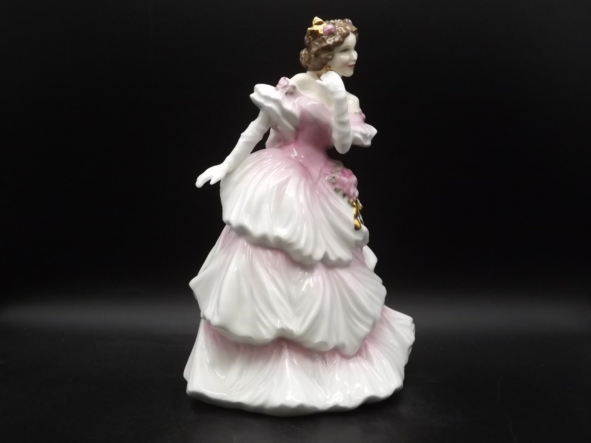Vintage Royal Doulton "Joy" Figurine HN 4053: 14KT Gold Trim, Pink Gown