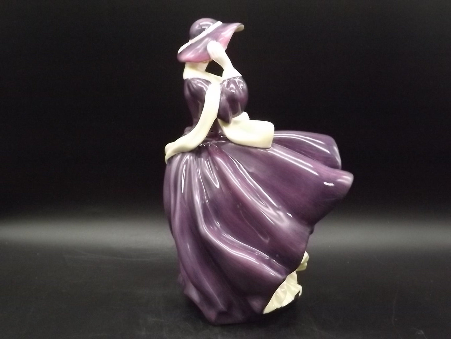 Vintage Royal Doulton Figurine: "Autumn Days" HN 4755, Purple Gown, Signed