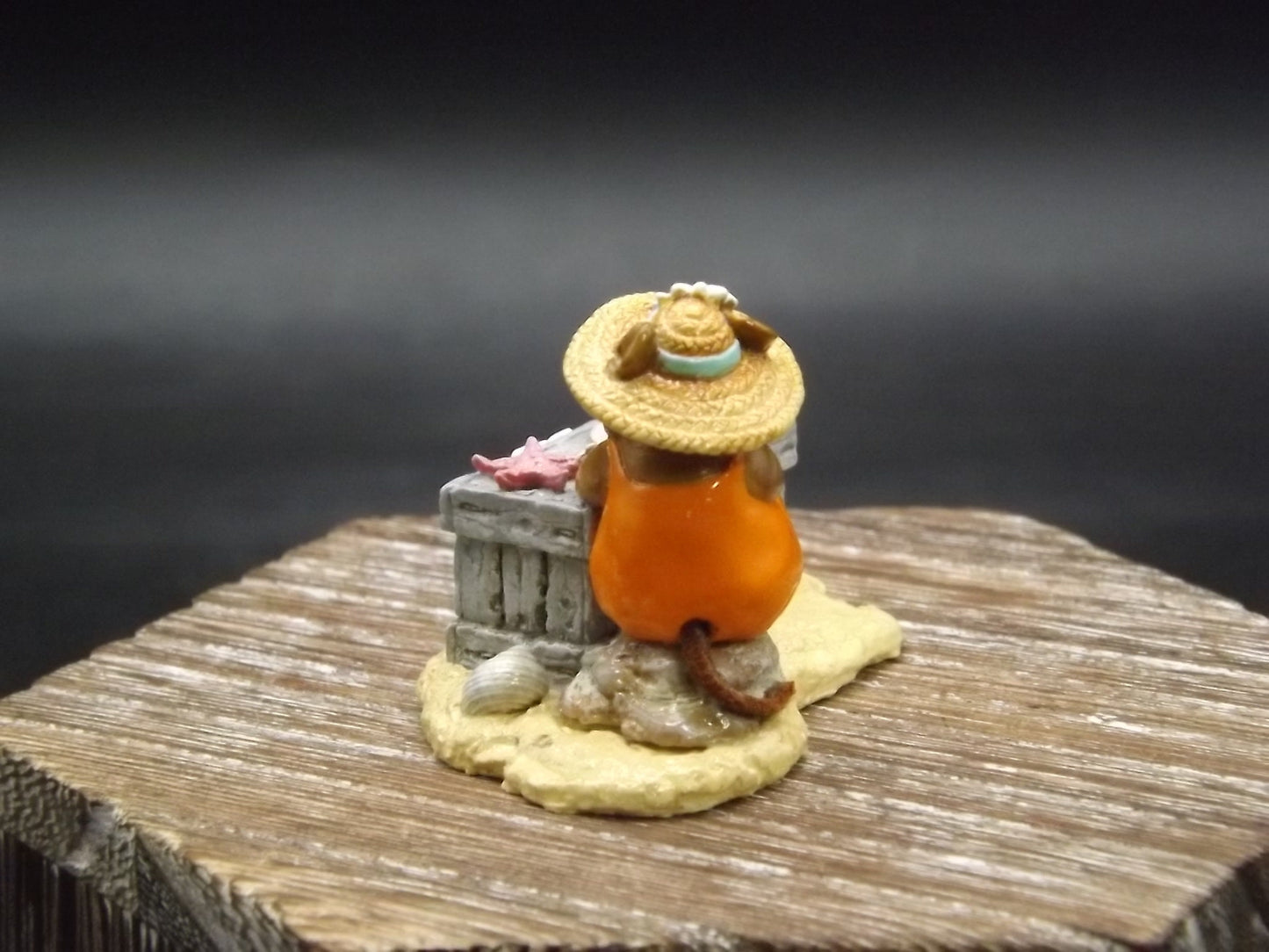 Vintage Wee Forest Folk "Shelley" Mouse Figurine: Orange Swimsuit, Seashells (With Box)