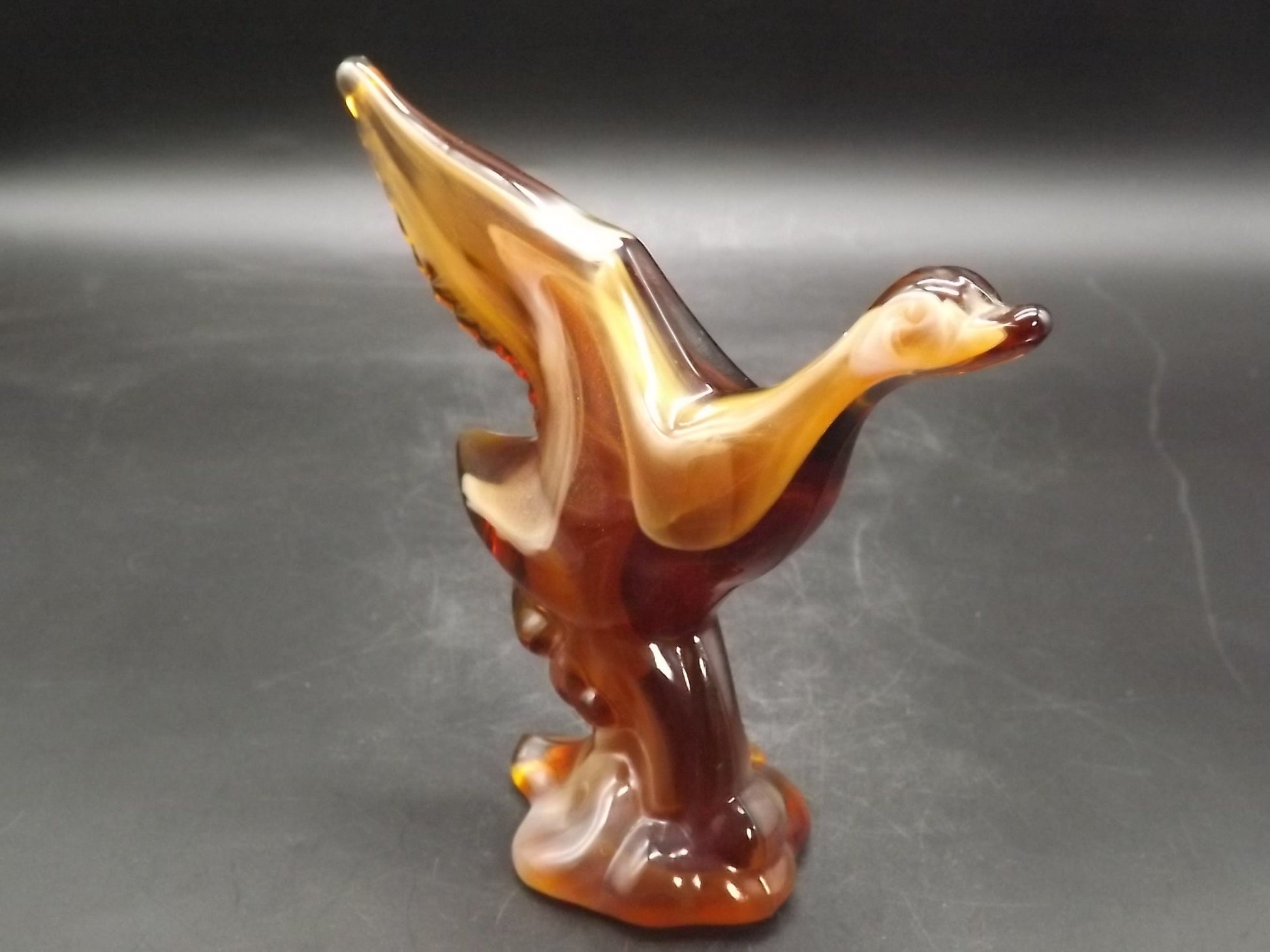 Vintage Imperial Glass Caramel Slag end of day Mallard excellent condition.