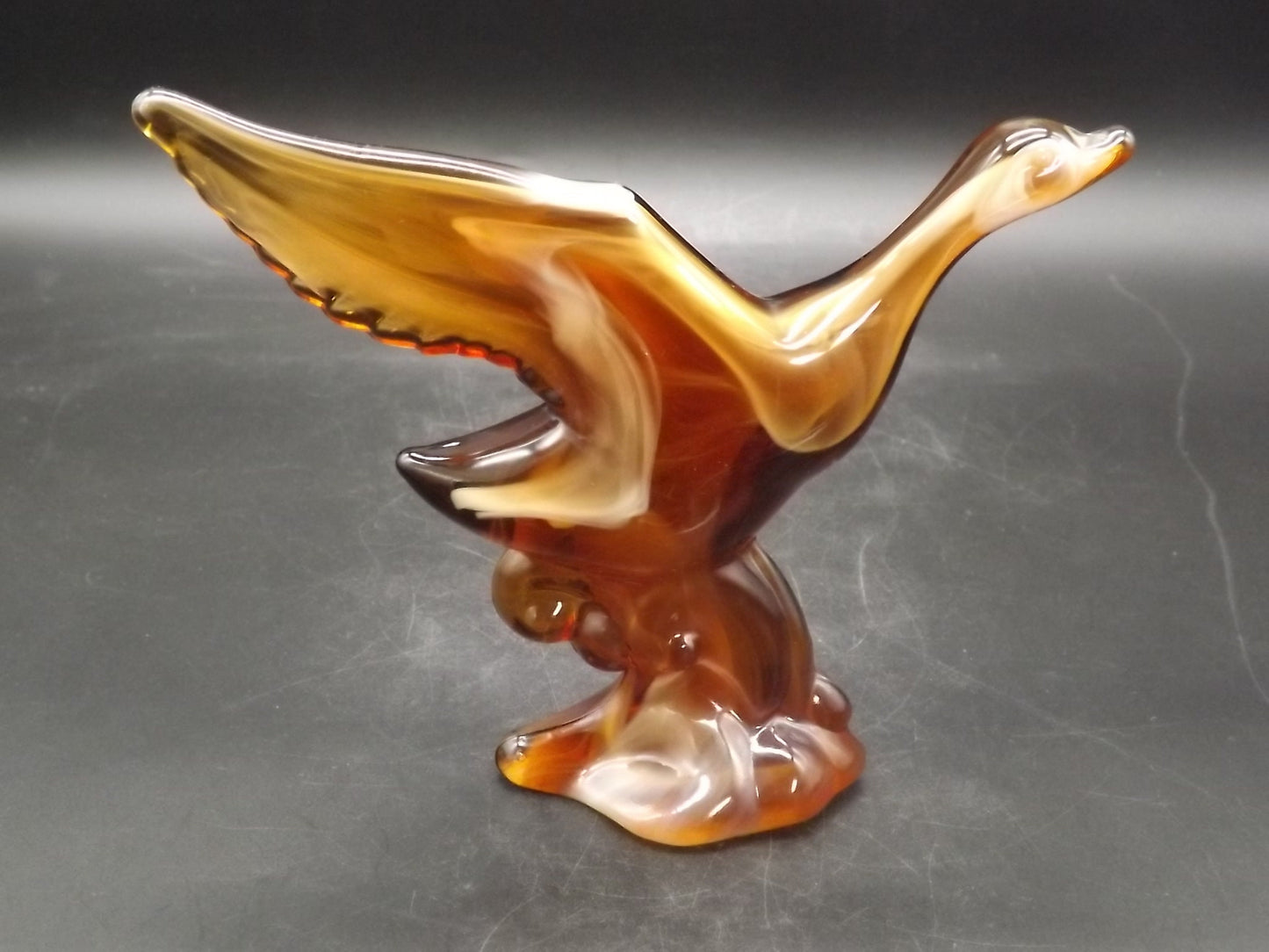 Vintage Imperial Glass Caramel Slag end of day Mallard excellent condition.