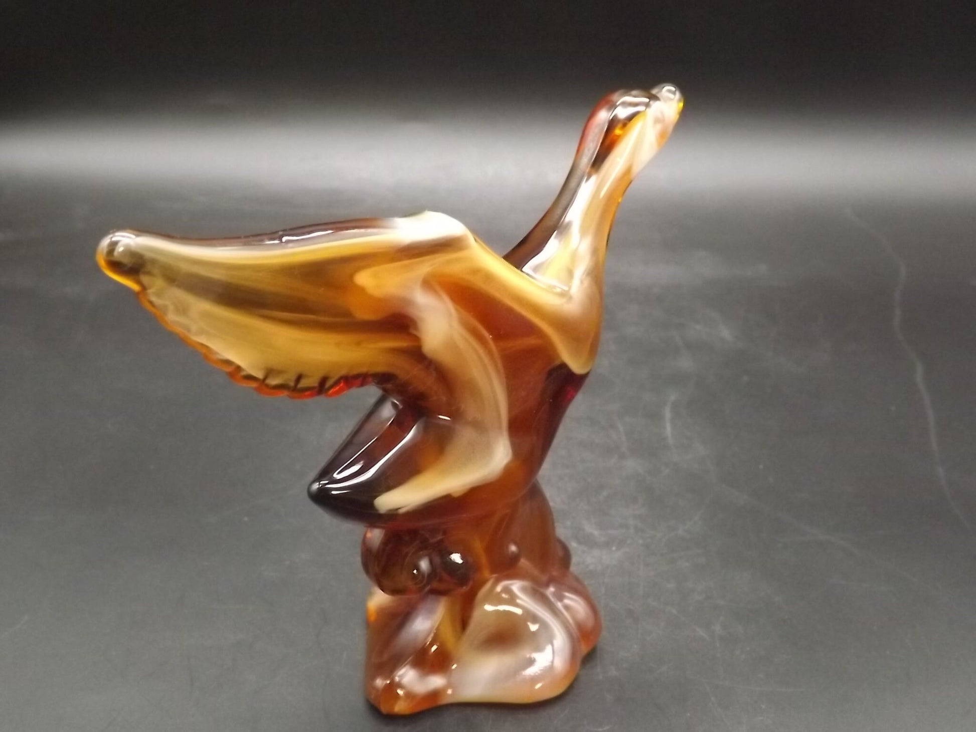 Vintage Imperial Glass Caramel Slag end of day Mallard excellent condition.