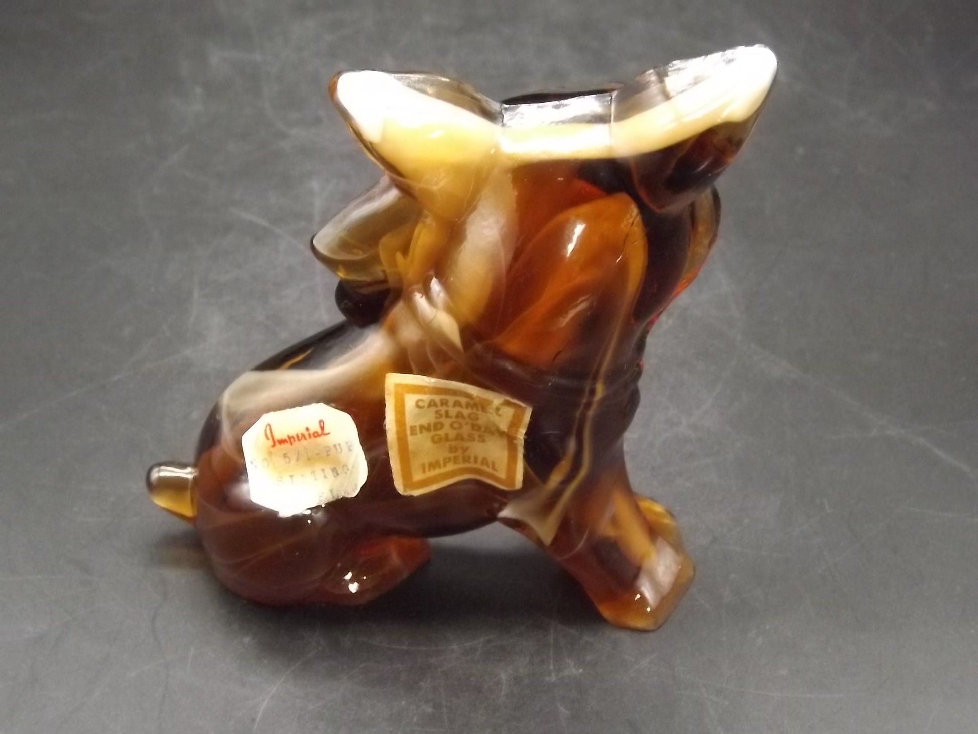 Vintage Imperial Glass Caramel Slag end of day Puppy excellent condition.
