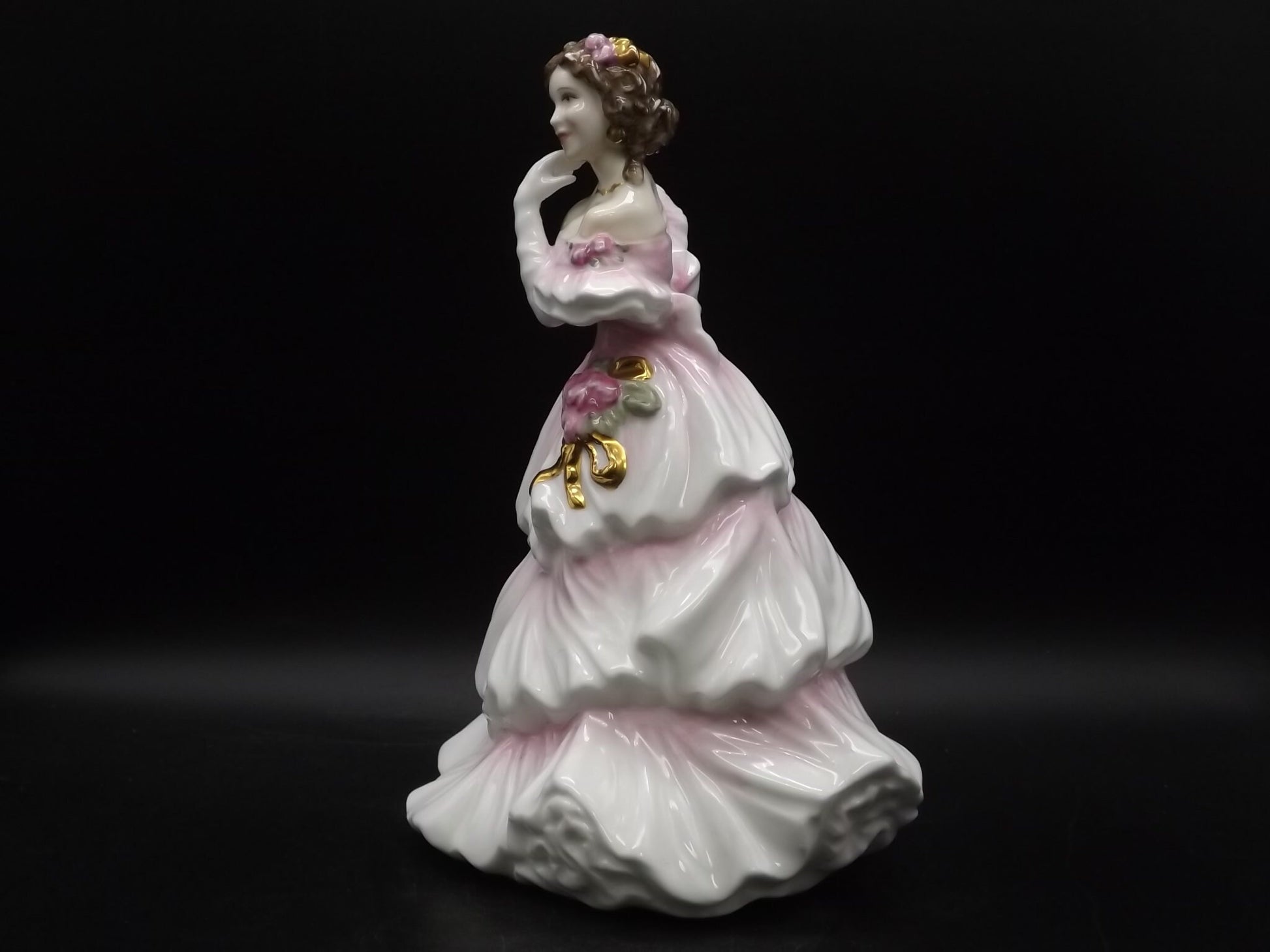 Vintage Royal Doulton "Joy" Figurine HN 4053: 14KT Gold Trim, Pink Gown