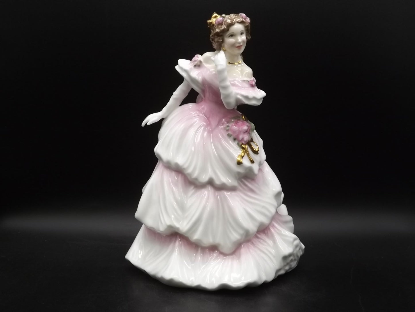 Vintage Royal Doulton "Joy" Figurine HN 4053: 14KT Gold Trim, Pink Gown