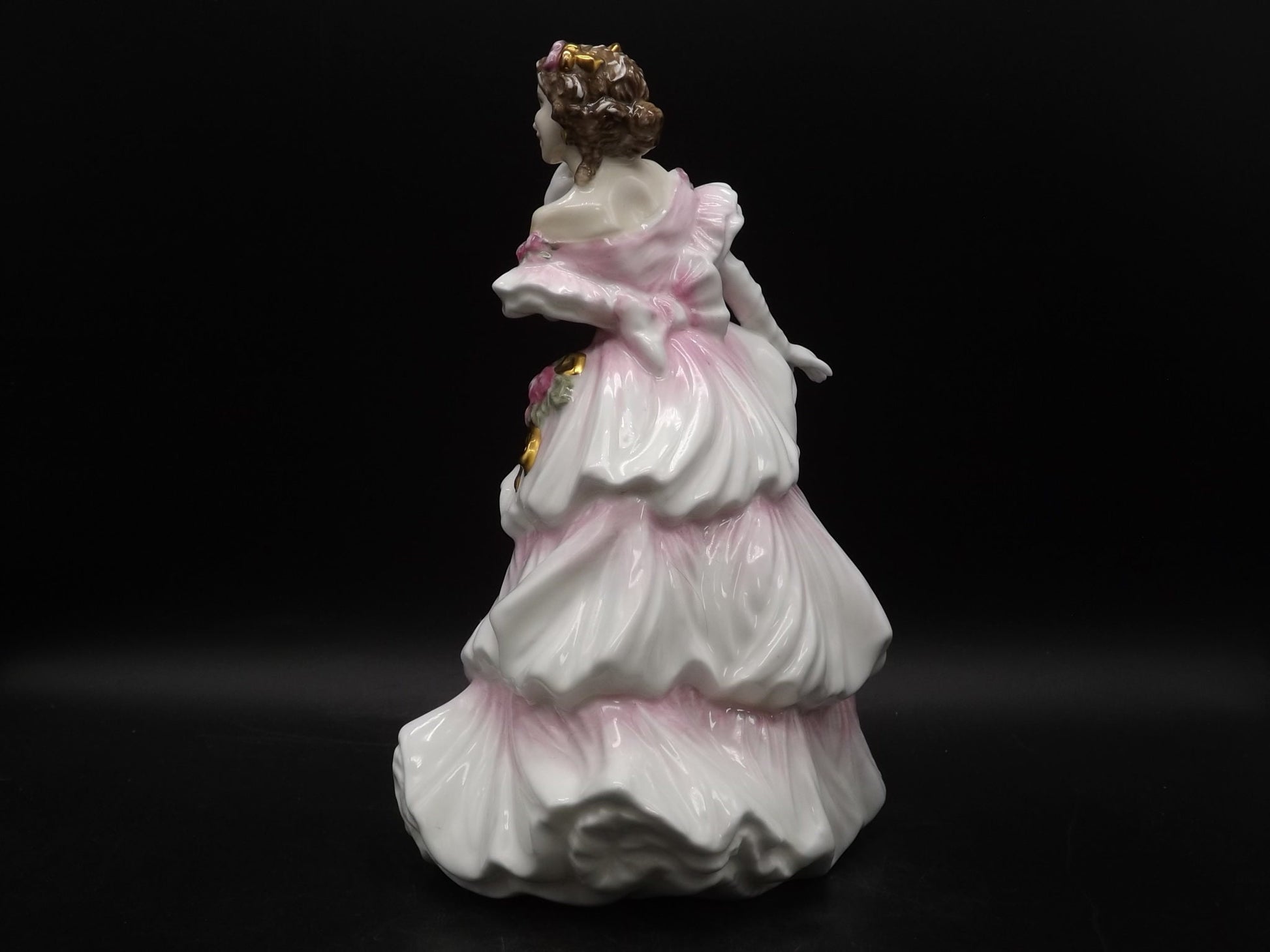 Vintage Royal Doulton "Joy" Figurine HN 4053: 14KT Gold Trim, Pink Gown