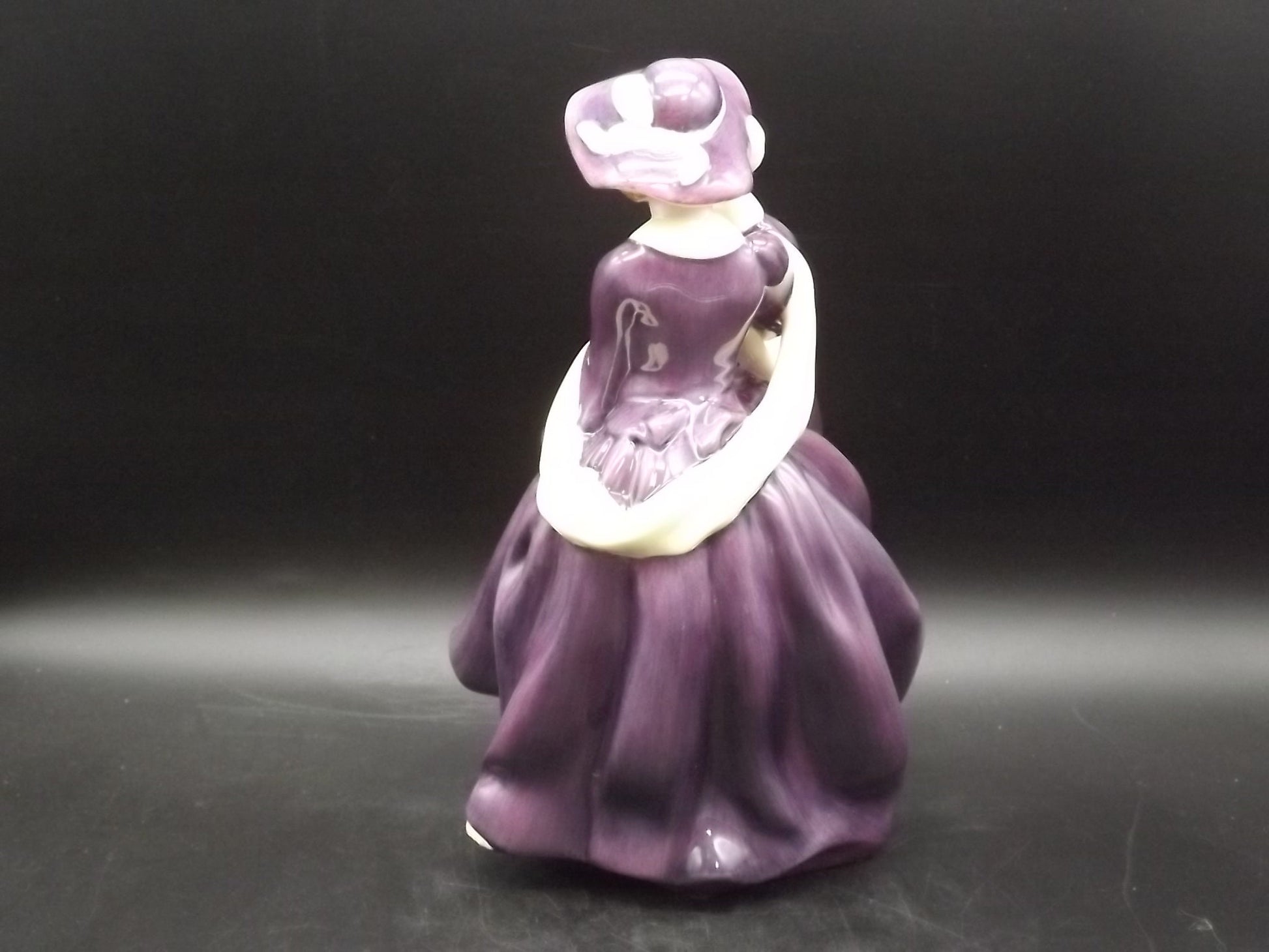 Vintage Royal Doulton Figurine: "Autumn Days" HN 4755, Purple Gown, Signed