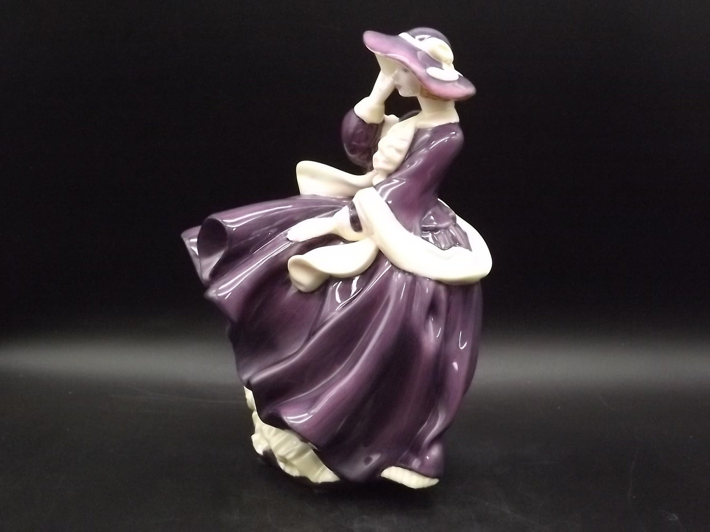 Vintage Royal Doulton Figurine: "Autumn Days" HN 4755, Purple Gown, Signed
