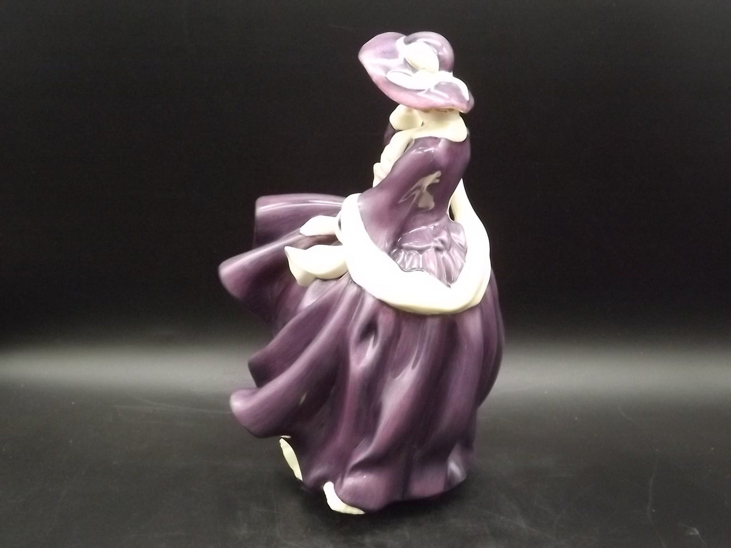 Vintage Royal Doulton Figurine: "Autumn Days" HN 4755, Purple Gown, Signed