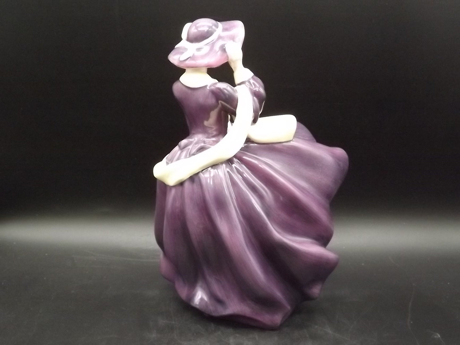 Vintage Royal Doulton Figurine: "Autumn Days" HN 4755, Purple Gown, Signed