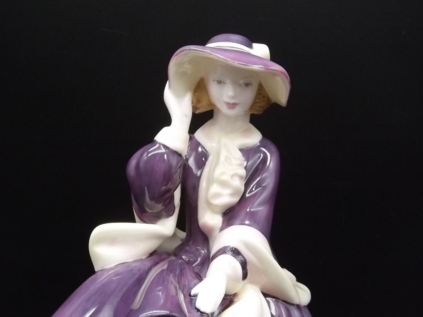 Vintage Royal Doulton Figurine: "Autumn Days" HN 4755, Purple Gown, Signed