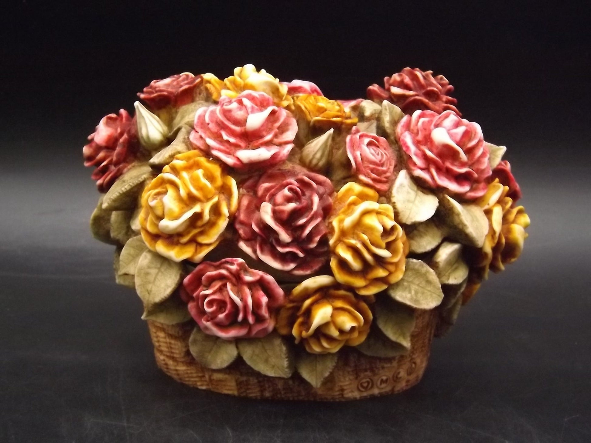 Retired 1996 Harmony Kingdom "Rose Basket" flowers piece Excellent condition Limited Edition #266/3600. Artist signed!