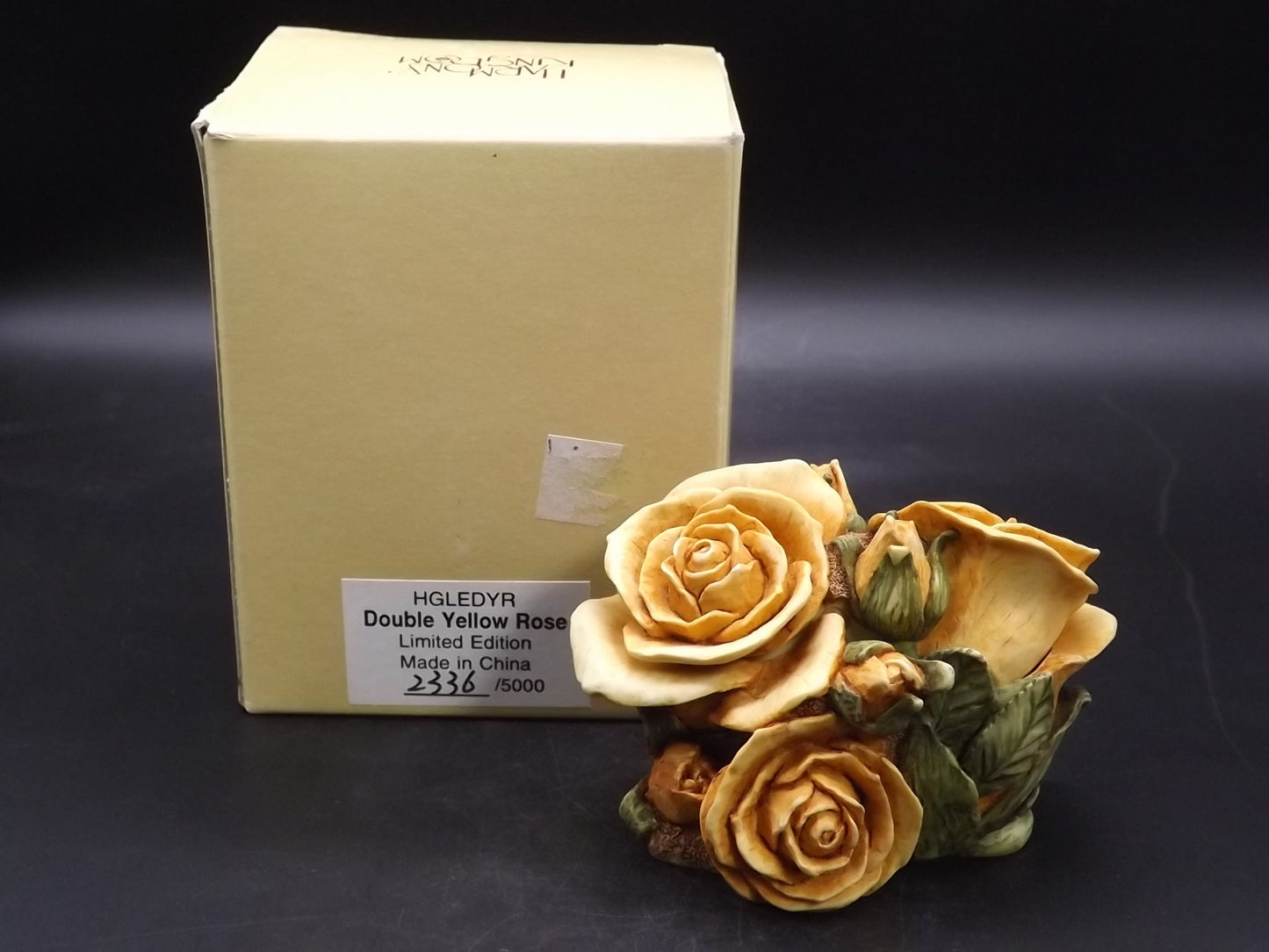 Retired 1997 Harmony Kingdom "Double Yellow Rose" Jest Figurine HGLEDYR with original box. Excellent condition. Limited Edition #2336/5000.