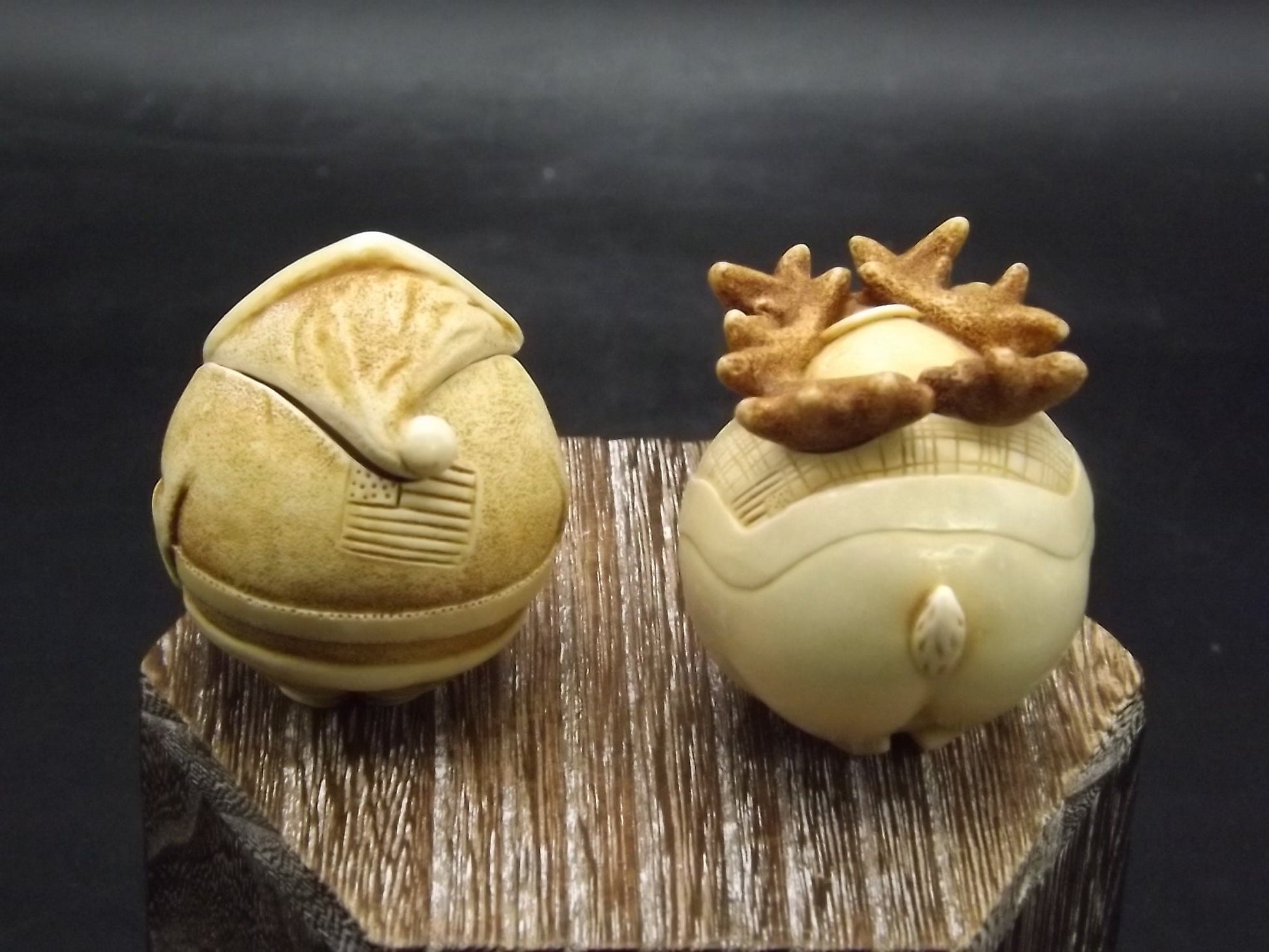 Retired Harmony Kingdom Roly Poly "Nick" and "Rudy" Jest Figurines, American version. Excellent condition. No box or COA.