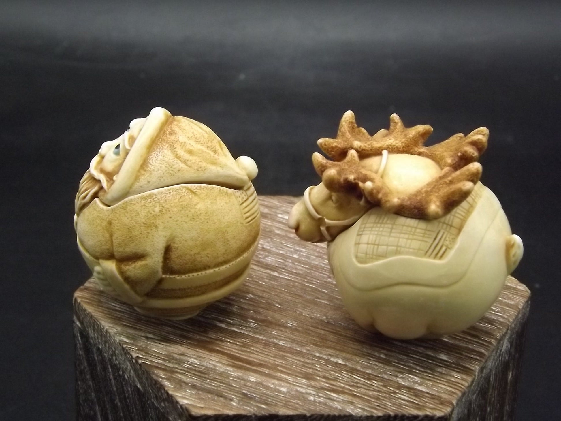 Retired Harmony Kingdom Roly Poly "Nick" and "Rudy" Jest Figurines, American version. Excellent condition. No box or COA.