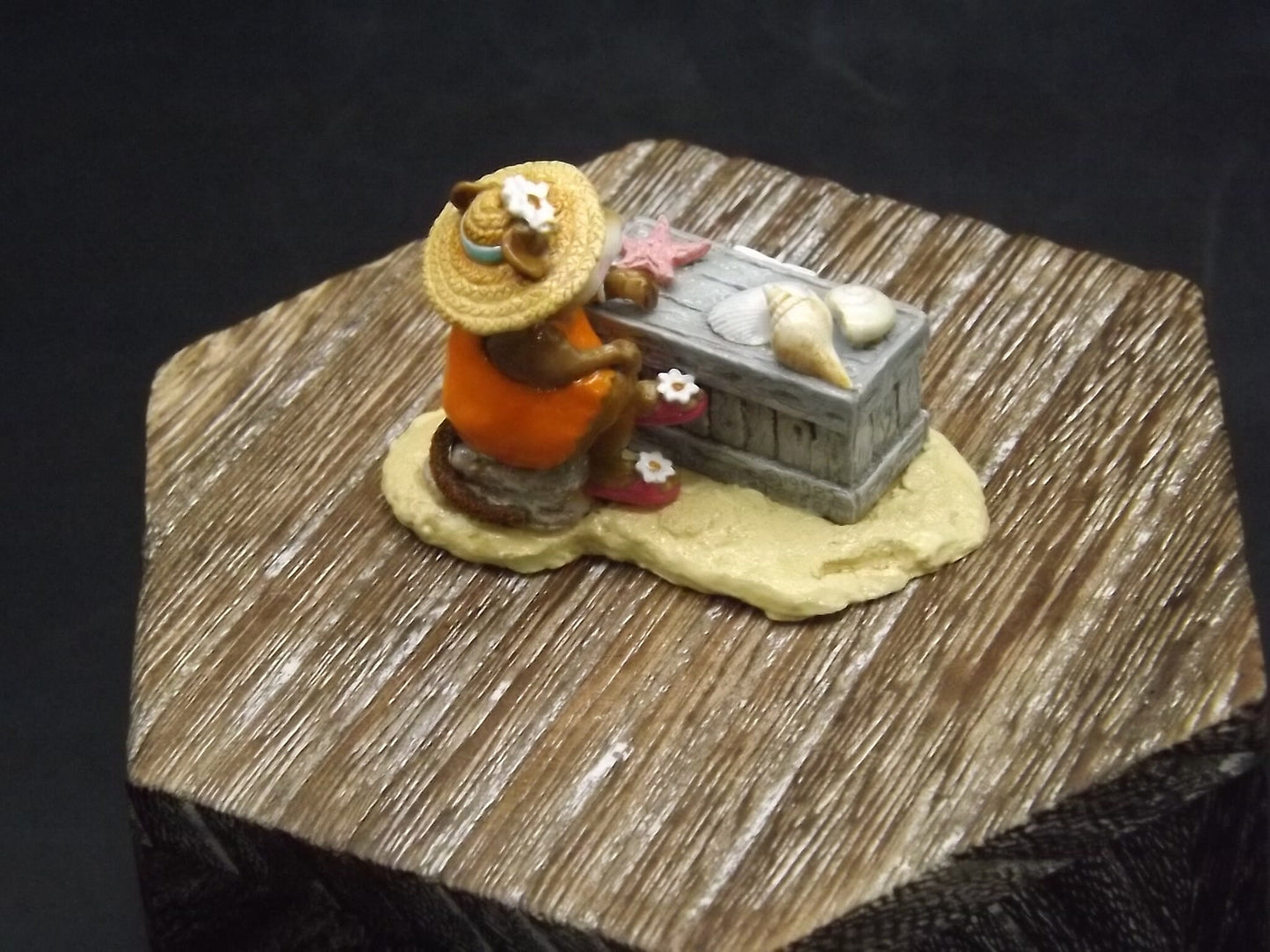Vintage Wee Forest Folk "Shelley" Mouse Figurine: Orange Swimsuit, Seashells (With Box)