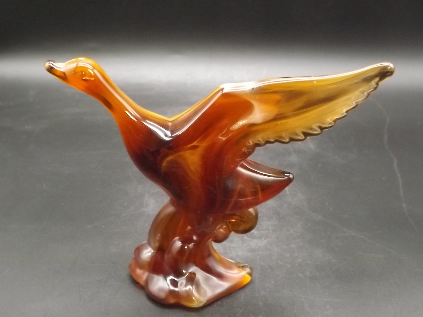 Vintage Imperial Glass Caramel Slag end of day Mallard excellent condition.