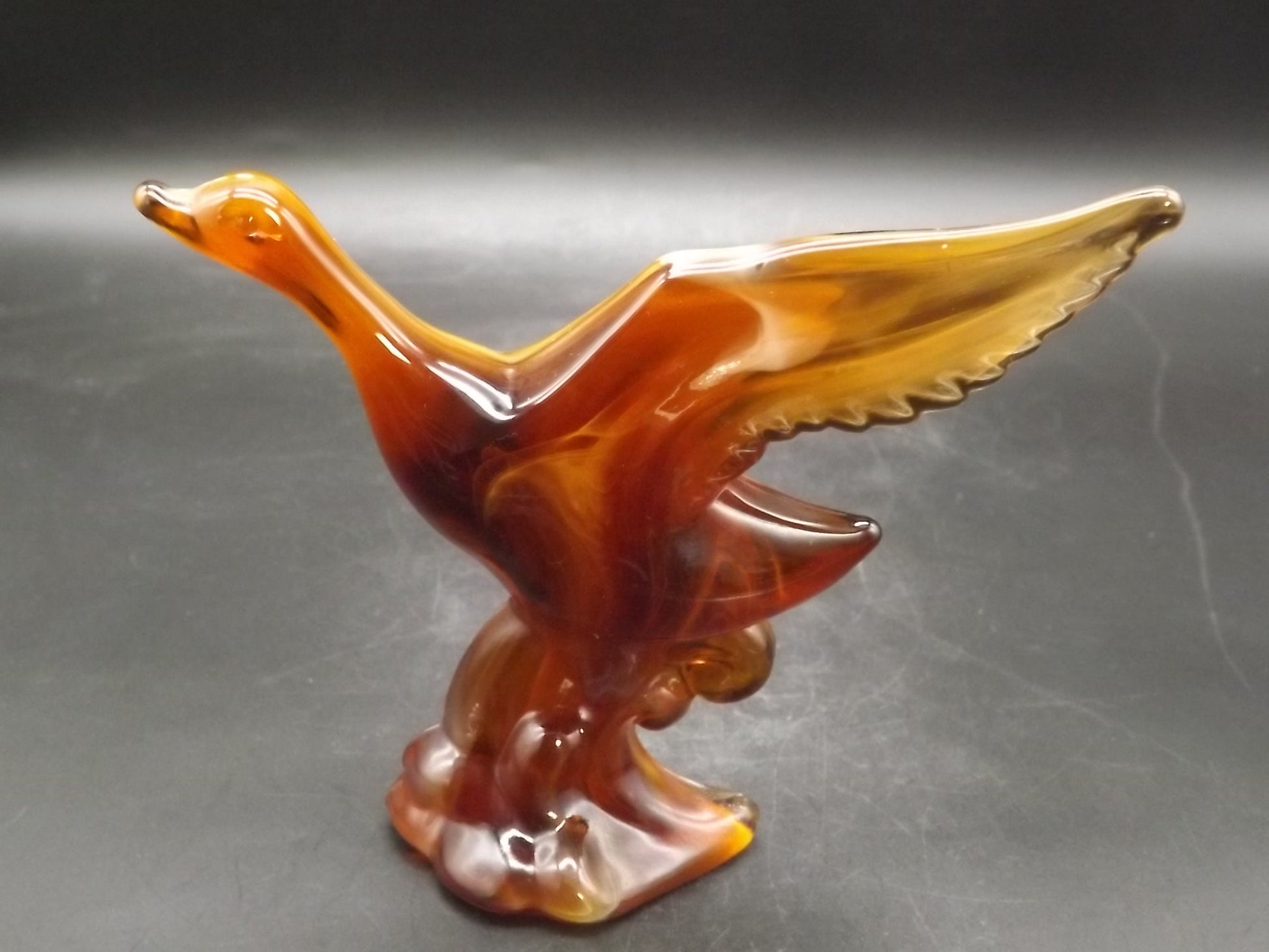 Vintage Imperial Glass Caramel Slag end of day Mallard excellent condition.