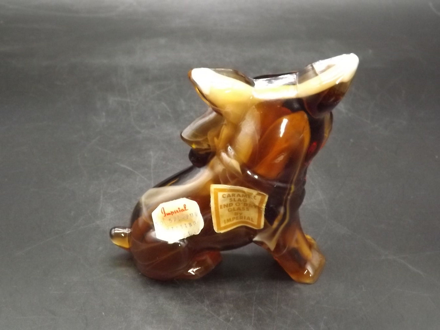 Vintage Imperial Glass Caramel Slag end of day Puppy excellent condition.