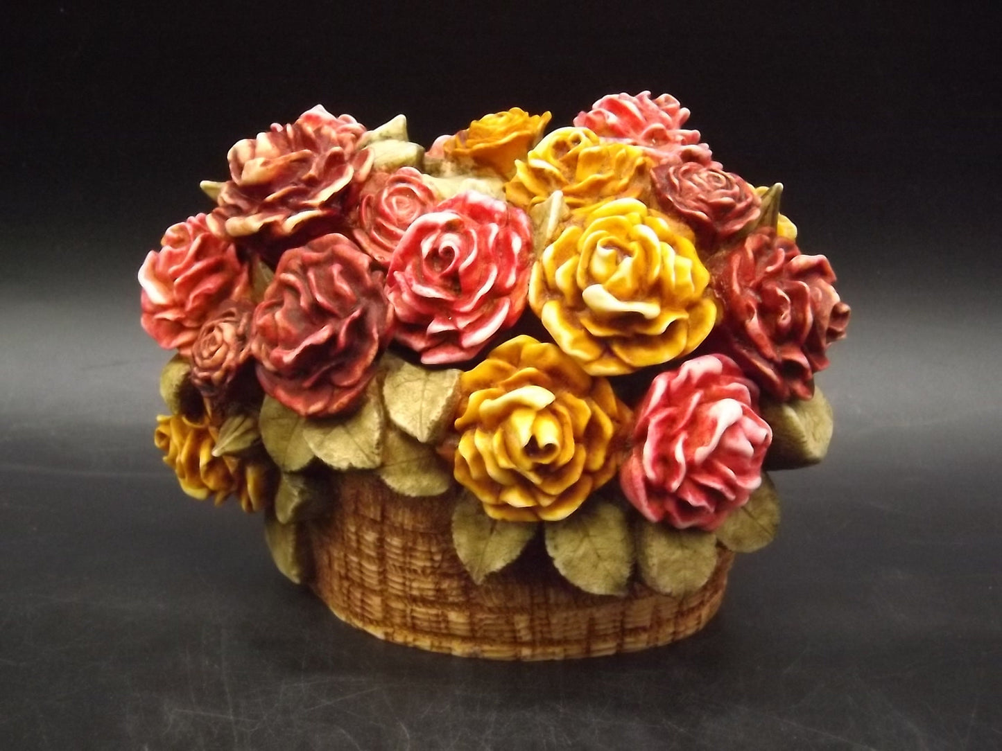 Retired 1996 Harmony Kingdom "Rose Basket" flowers piece Excellent condition Limited Edition #266/3600. Artist signed!