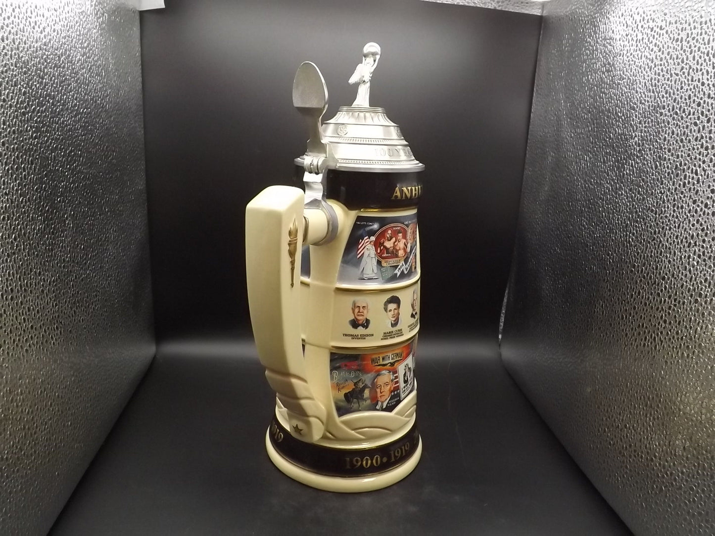 Vintage 1997 Limited Edition #862/5000 Anheuser Busch 100 years great achievement 20th Century in Review 1900 - 1919 Stein with box and COA.