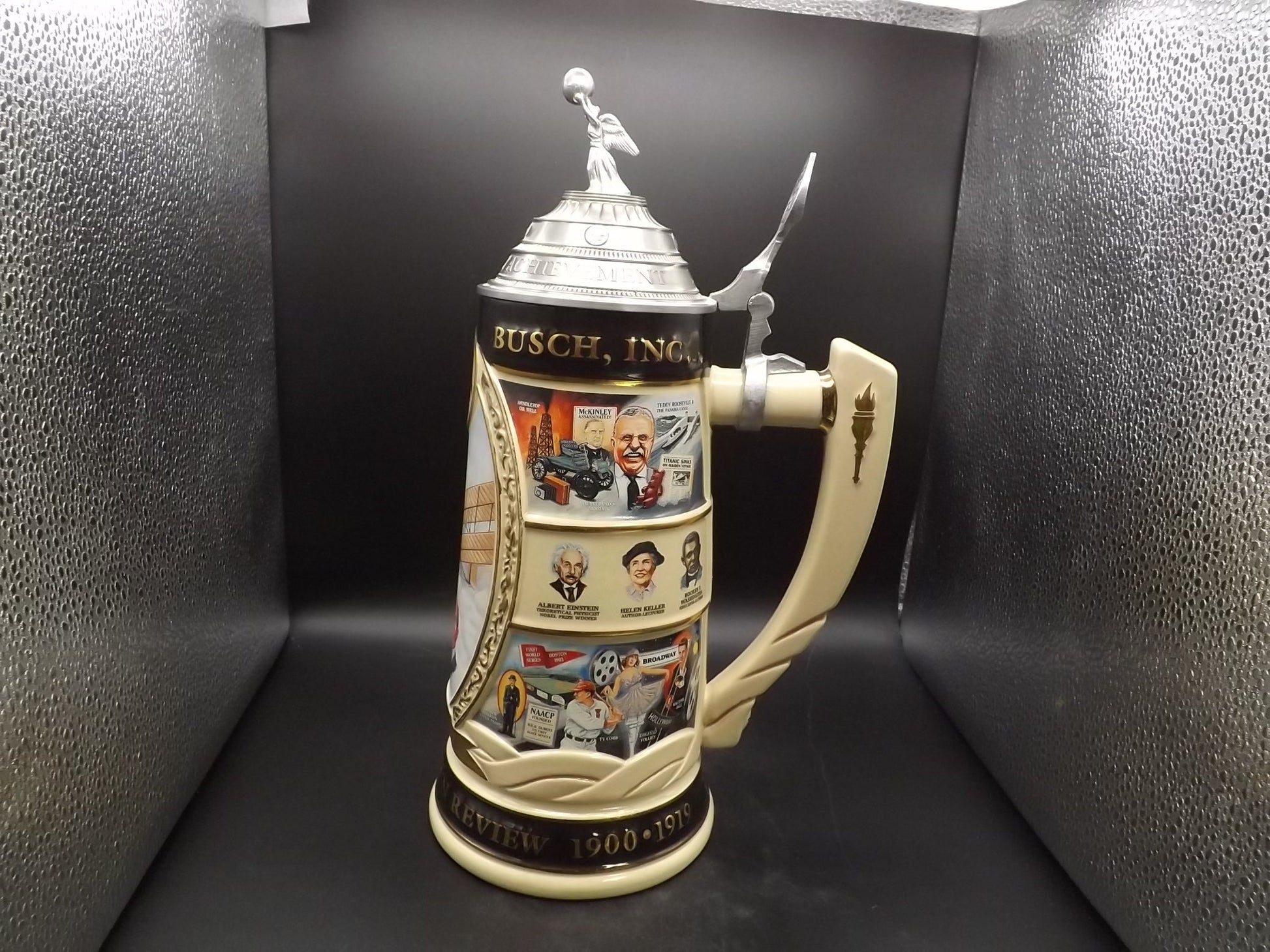 Vintage 1997 Limited Edition #862/5000 Anheuser Busch 100 years great achievement 20th Century in Review 1900 - 1919 Stein with box and COA.