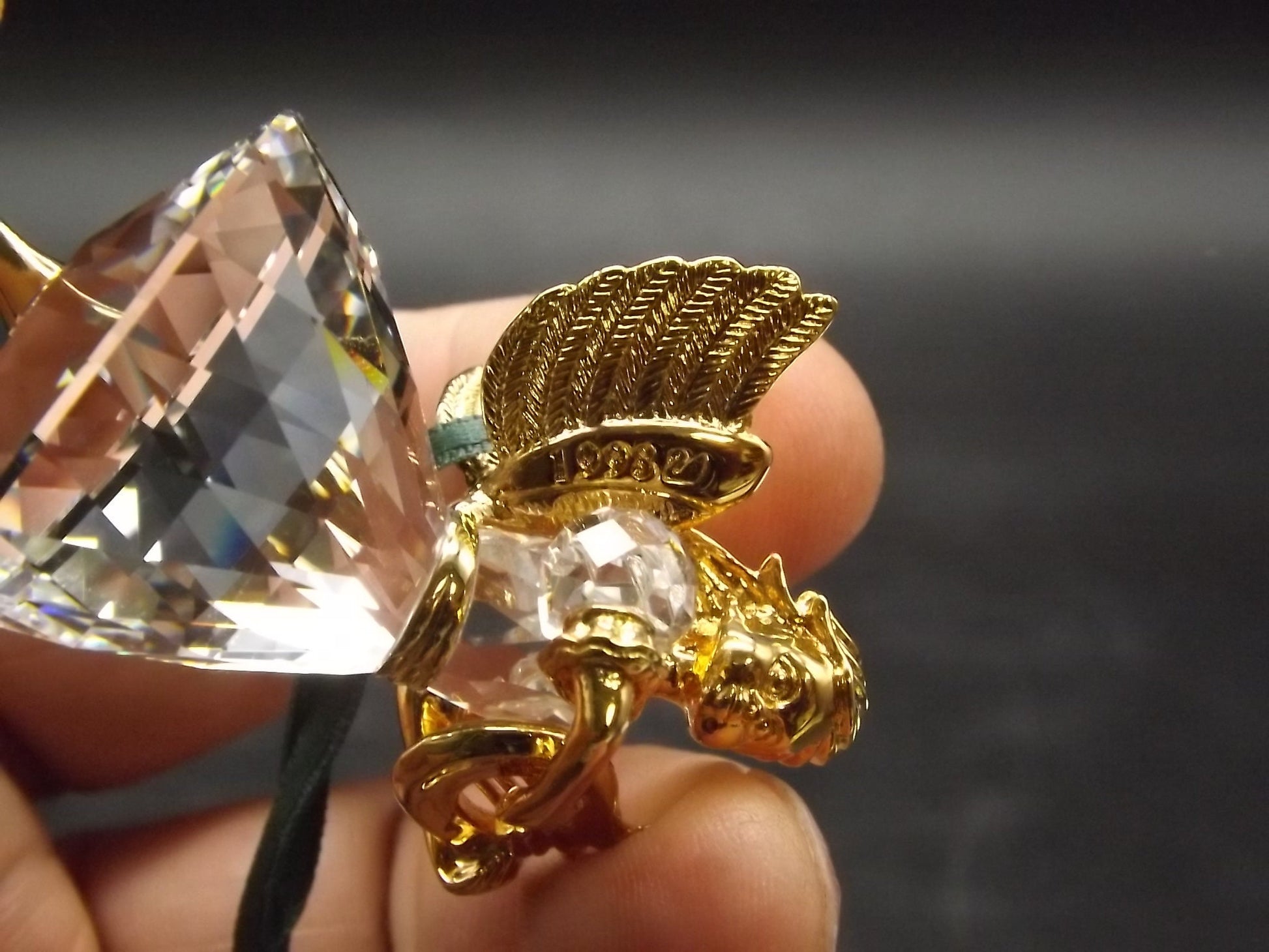 Vintage Swarovski Crystal Memories 1998 "Angel Playing a Harp" Figurine. Excellent Condition with original box.