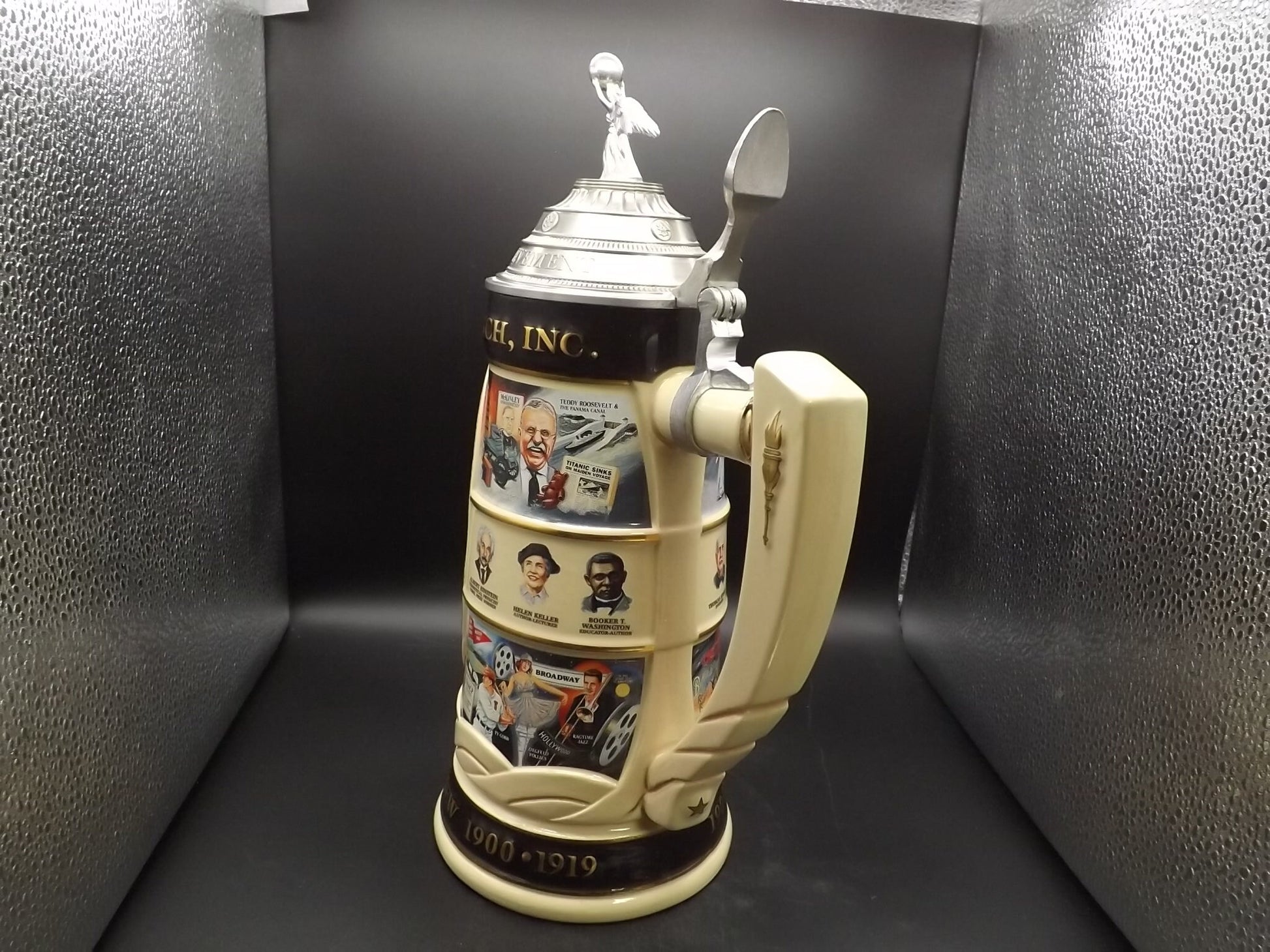Vintage 1997 Limited Edition #862/5000 Anheuser Busch 100 years great achievement 20th Century in Review 1900 - 1919 Stein with box and COA.