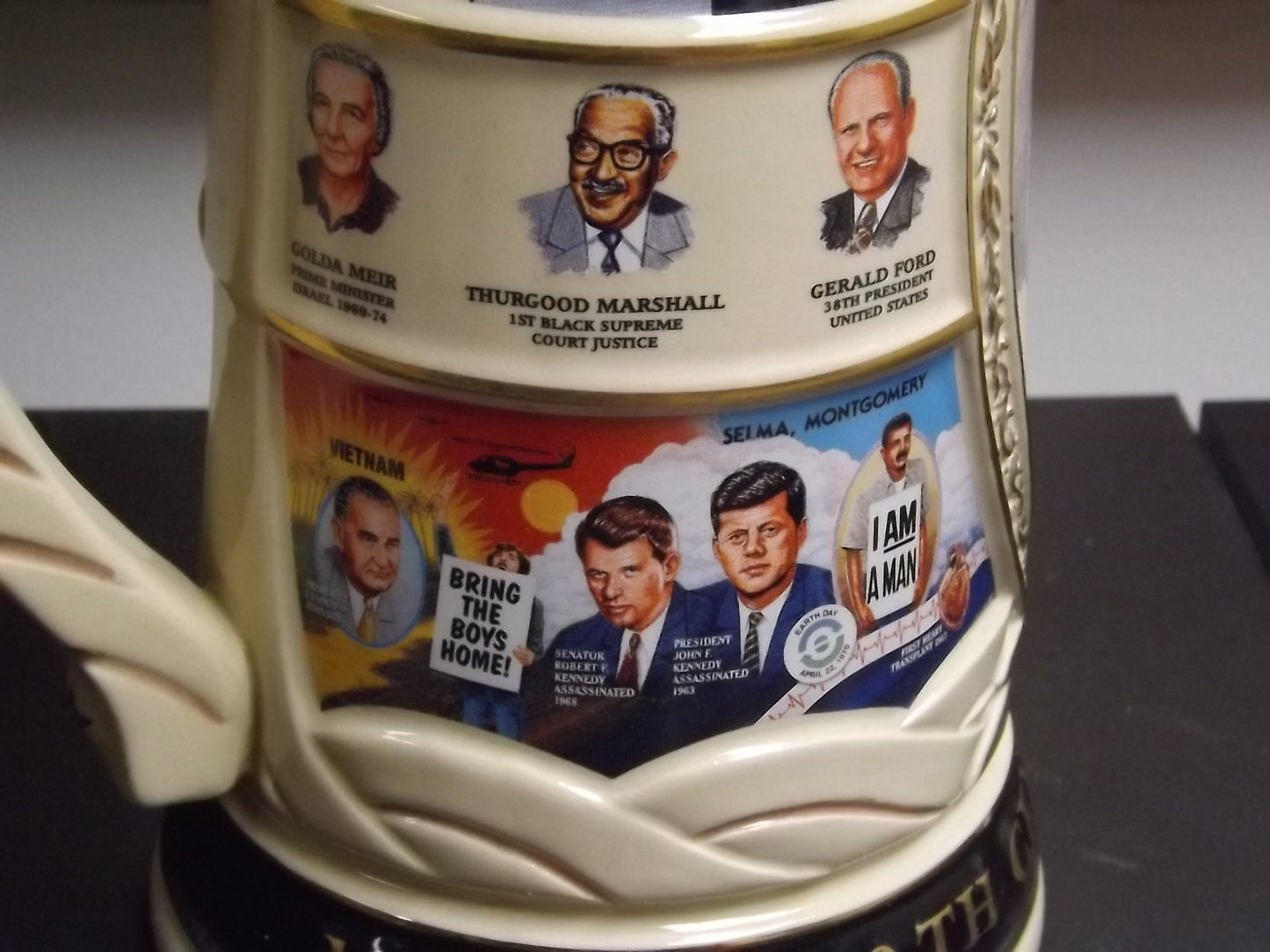 Vintage 1997 Limited Edition #714/5000 Anheuser Busch 100 years great achievement 20th Century in Review 1960 - 1979 Stein with box and COA.