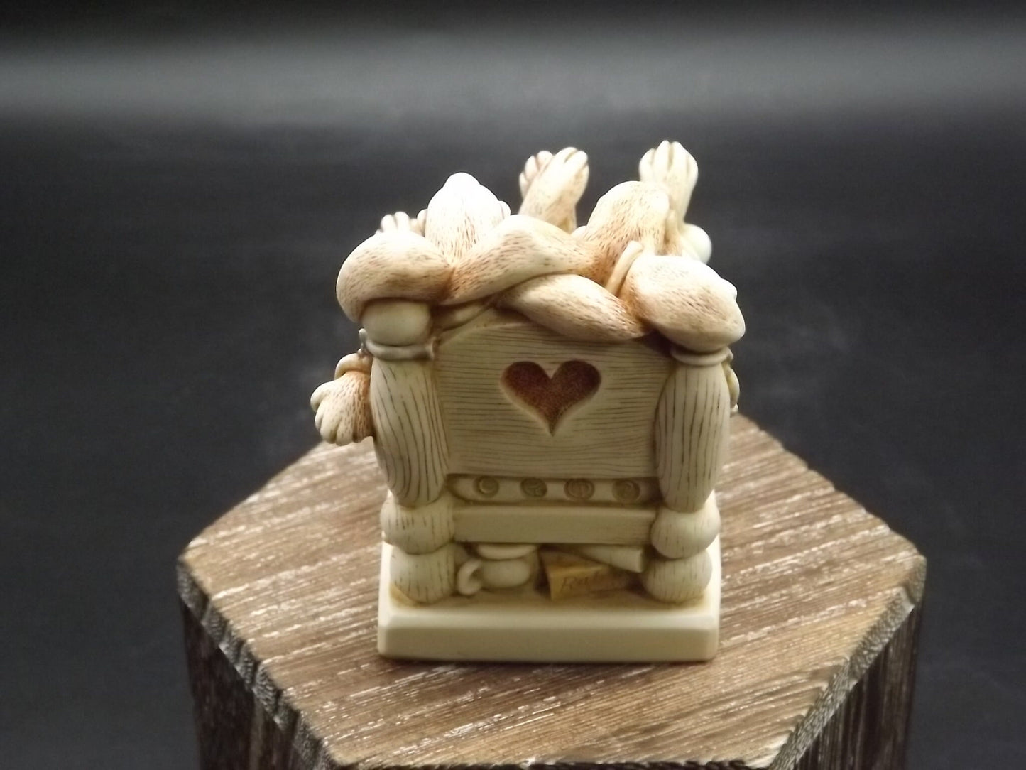 Harmony Kingdom "Smoking Section" two rabbits enjoying a cigarettes afterwards. Limited to 1000 pieces. Hand Autographed. No original box.