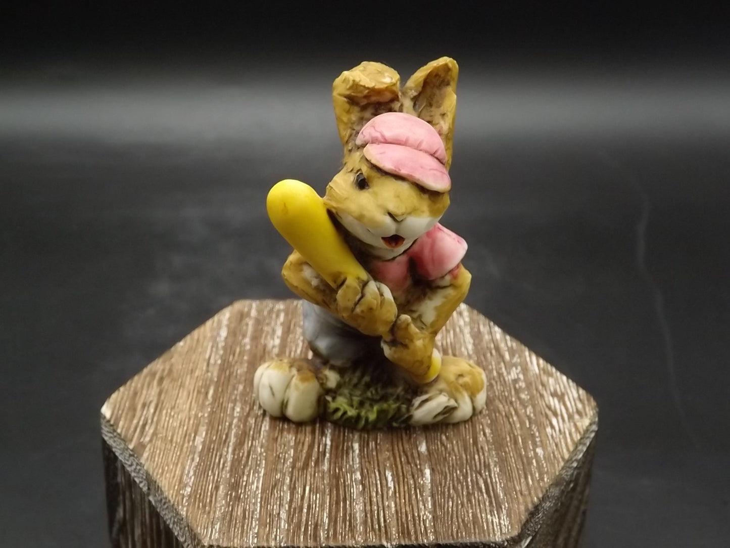 Vintage Artefice Ottanta Baseball Rabbit Figurine, Hand-Painted 1982