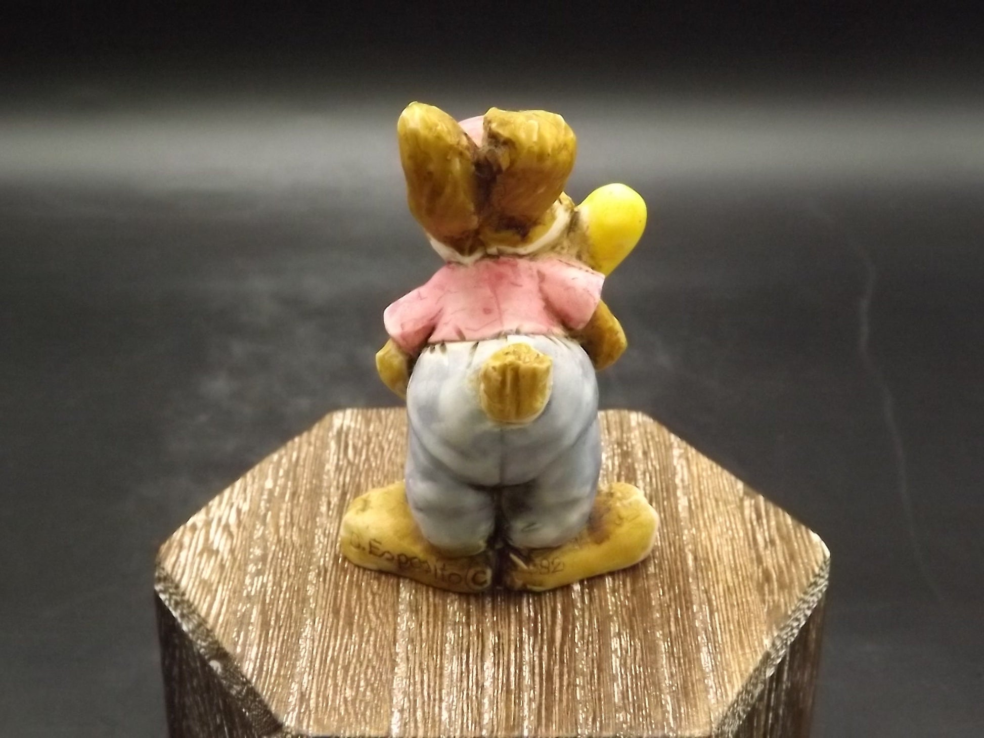 Vintage Artefice Ottanta Baseball Rabbit Figurine, Hand-Painted 1982