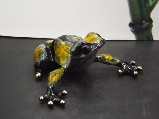 Vintage "Frogman" Tim Cotterill "Black Jack" frog. Hand painted and Enameled Bronze figurine. Event Version 54/100 show version of "Scout".