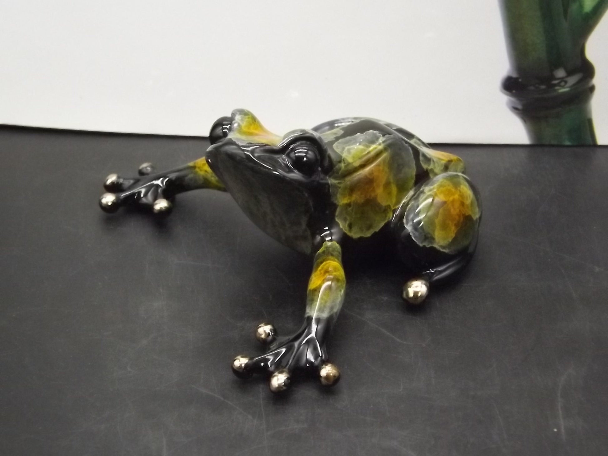 Vintage "Frogman" Tim Cotterill "Black Jack" frog. Hand painted and Enameled Bronze figurine. Event Version 54/100 show version of "Scout".