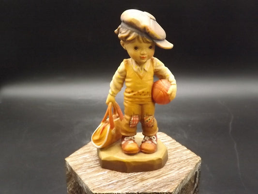 Vintage Anri Wood Figurine: "Shooting Hoops" by Sarah Kay, Limited Edition