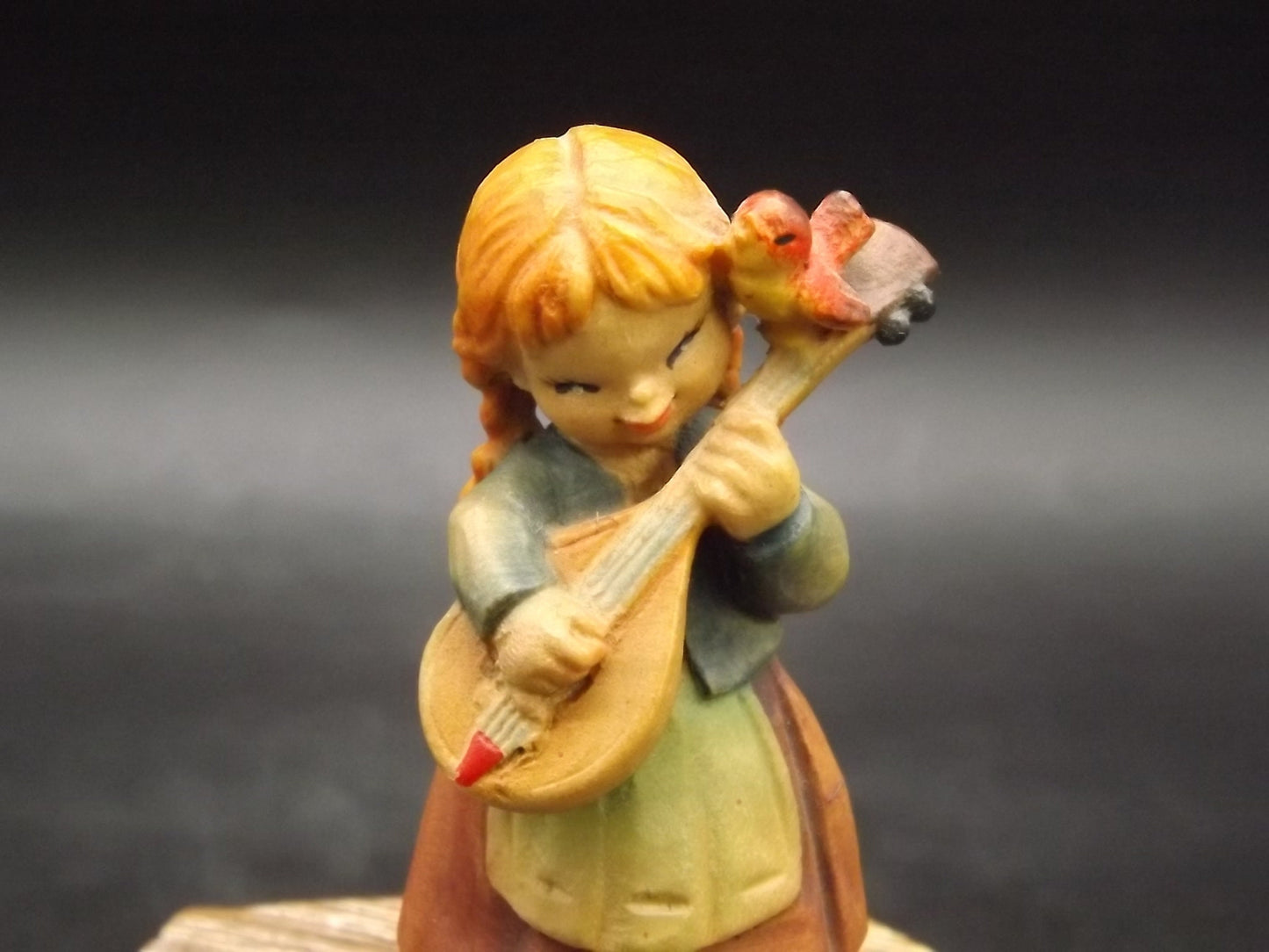 Vintage Anri Wood Figurine: Girl with Mandolin, Juan Ferrandiz Design