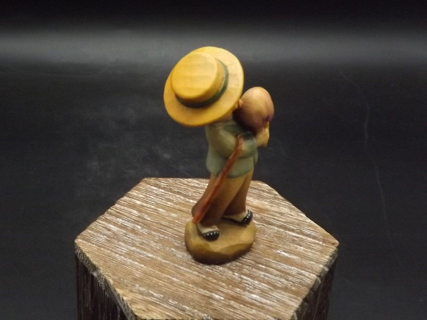 Vintage Anri Wood Figurine: "Summer Time" Boy with Ice Cream, Juan Ferrandiz Design