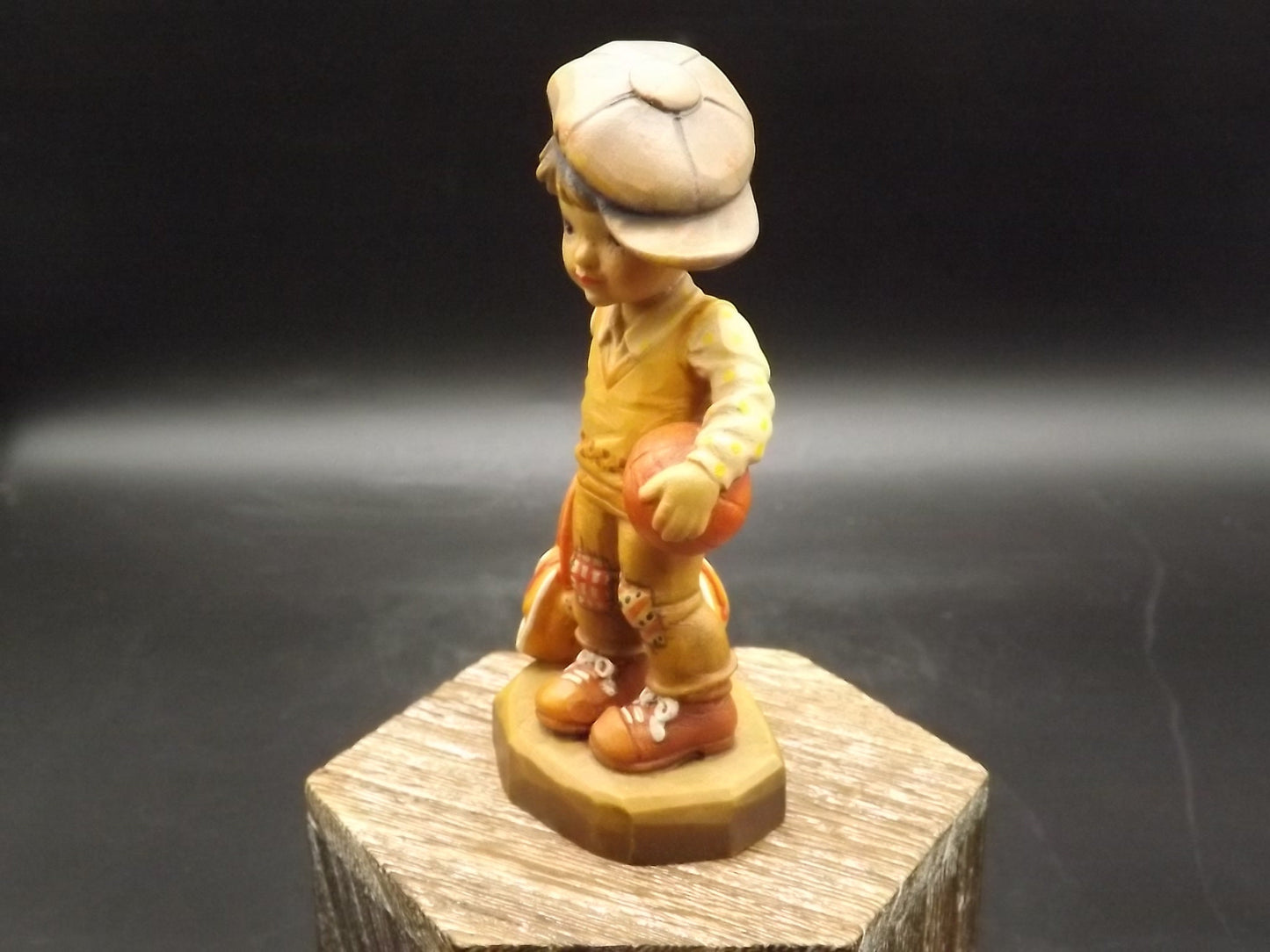 Vintage Anri Wood Figurine: "Shooting Hoops" by Sarah Kay, Limited Edition