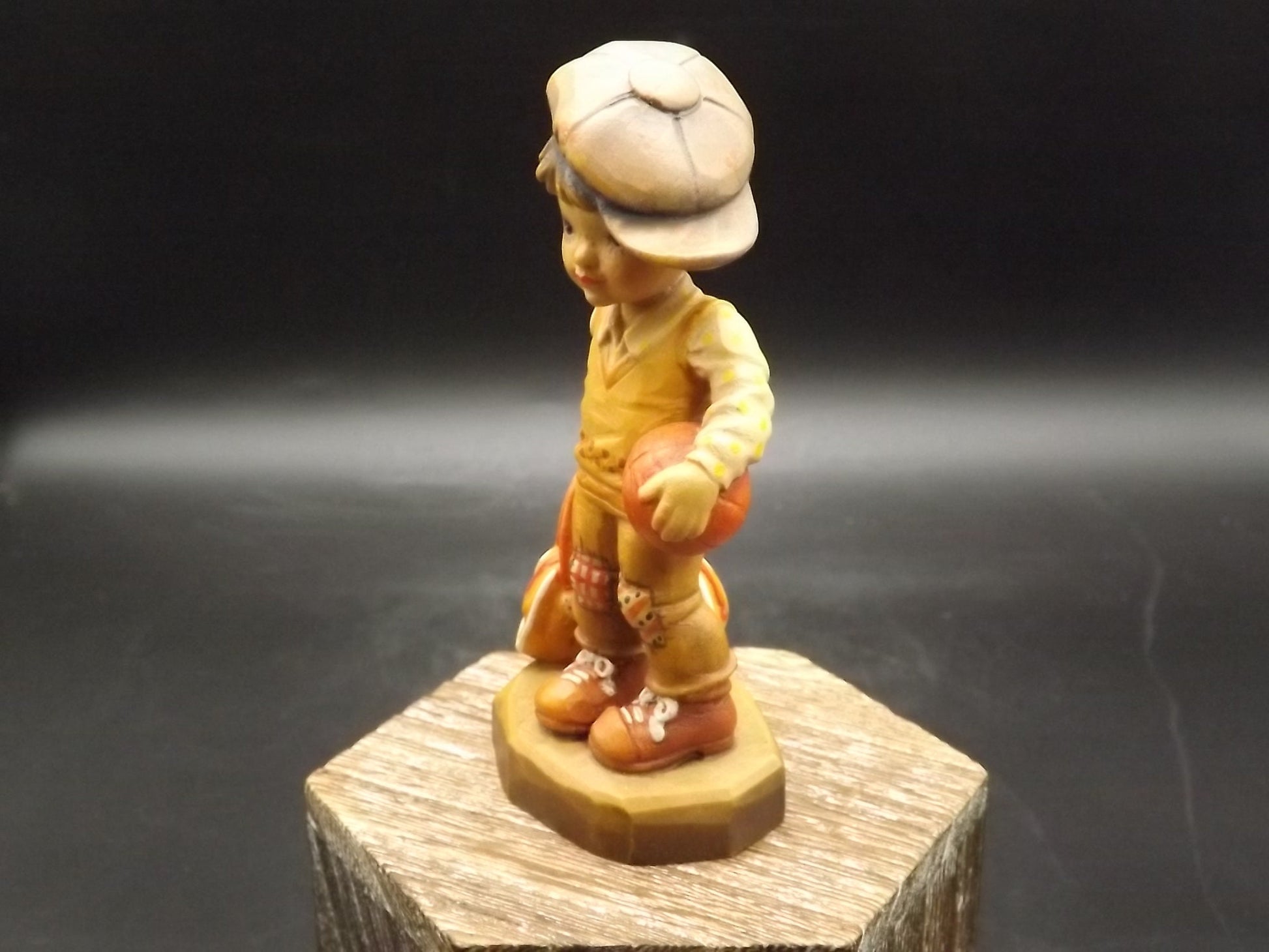 Vintage Anri Wood Figurine: "Shooting Hoops" by Sarah Kay, Limited Edition