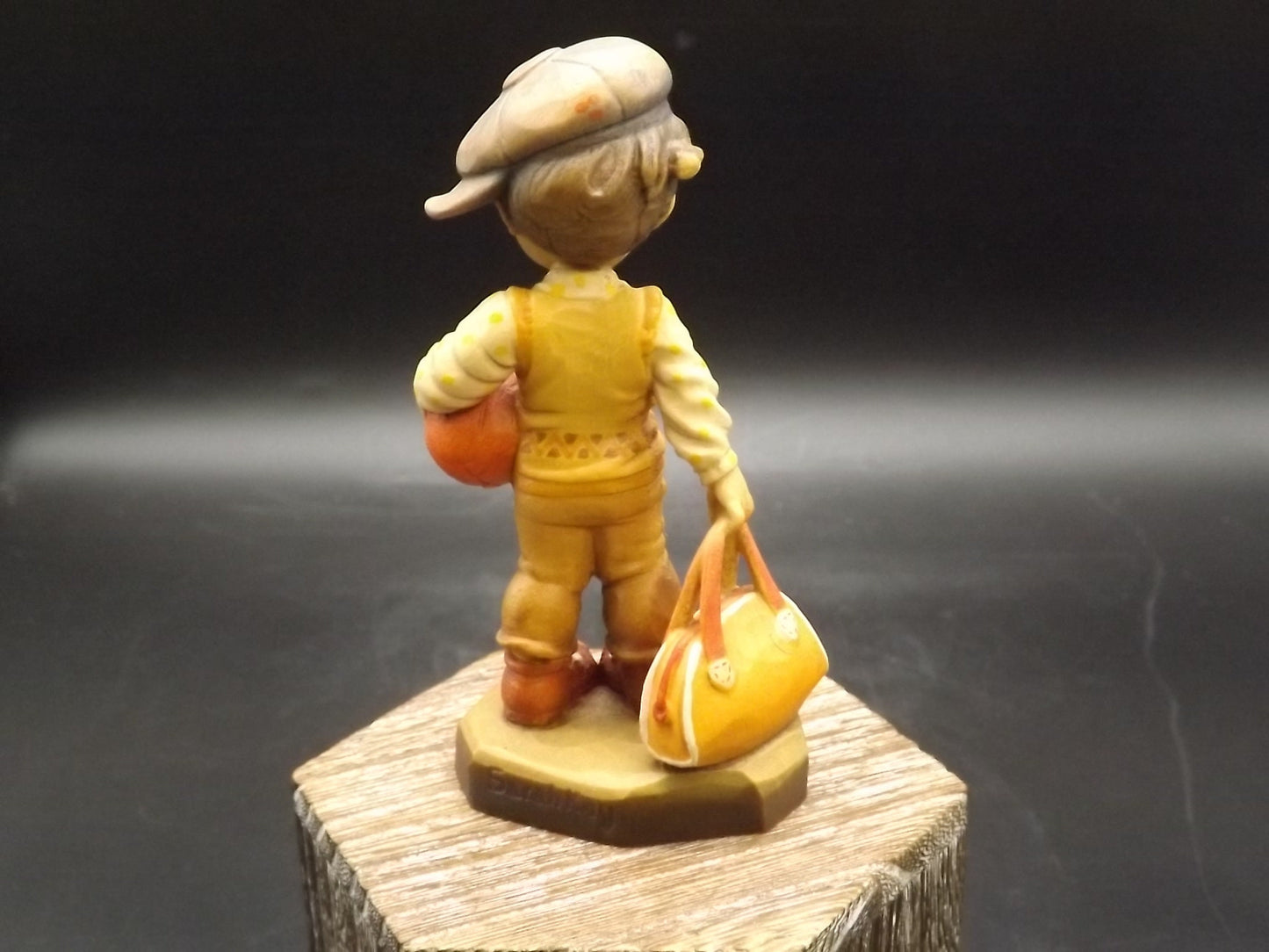 Vintage Anri Wood Figurine: "Shooting Hoops" by Sarah Kay, Limited Edition