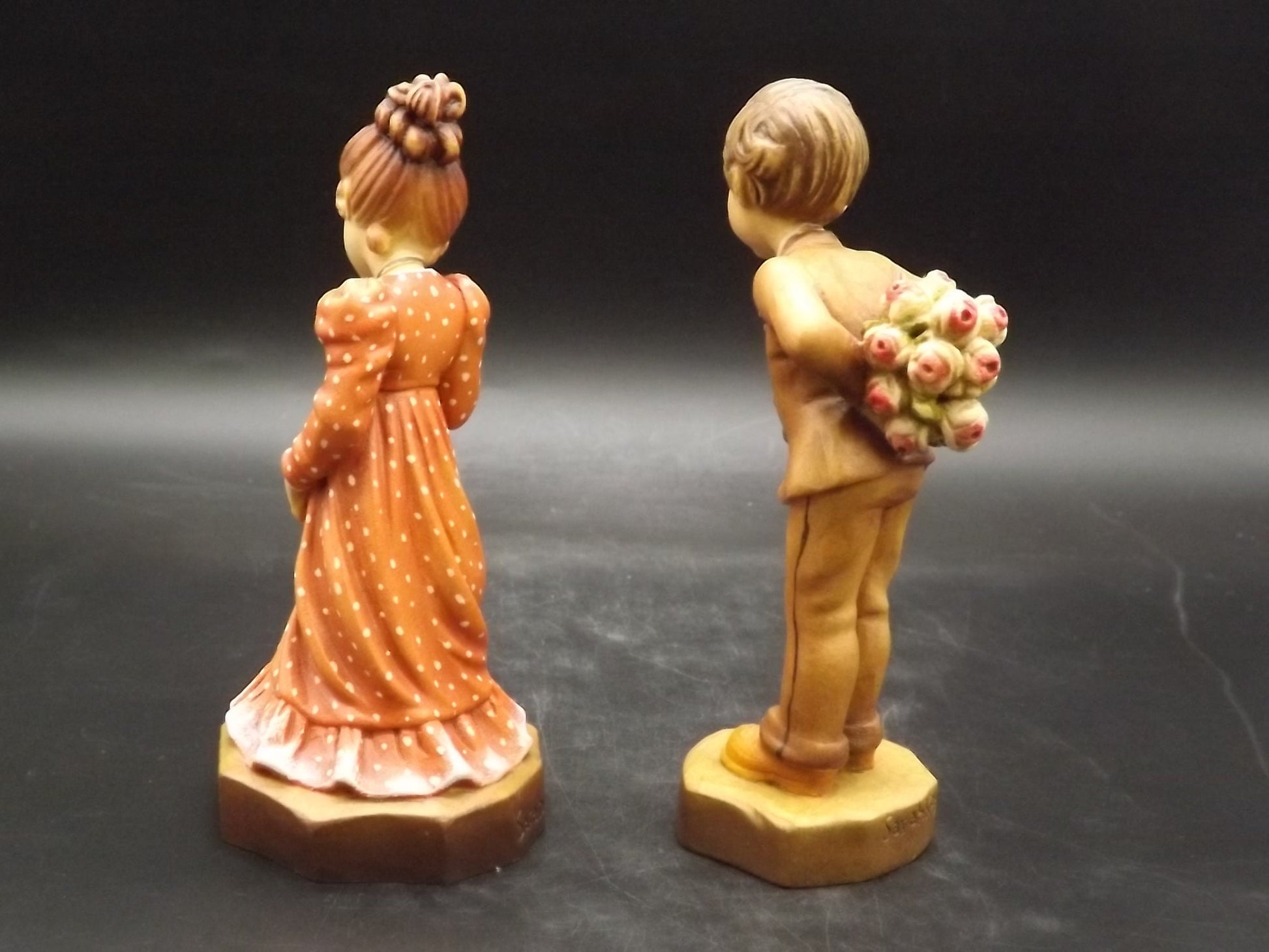 Vintage Anri Wood Figurines: "Rose Arbor" Sarah Kay Design, Italy