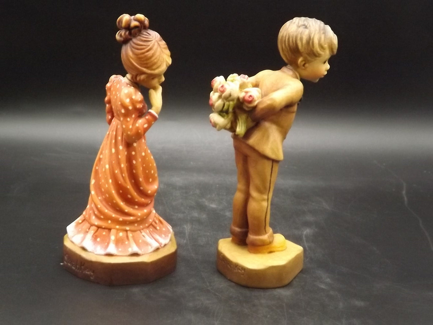 Vintage Anri Wood Figurines: "Rose Arbor" Sarah Kay Design, Italy