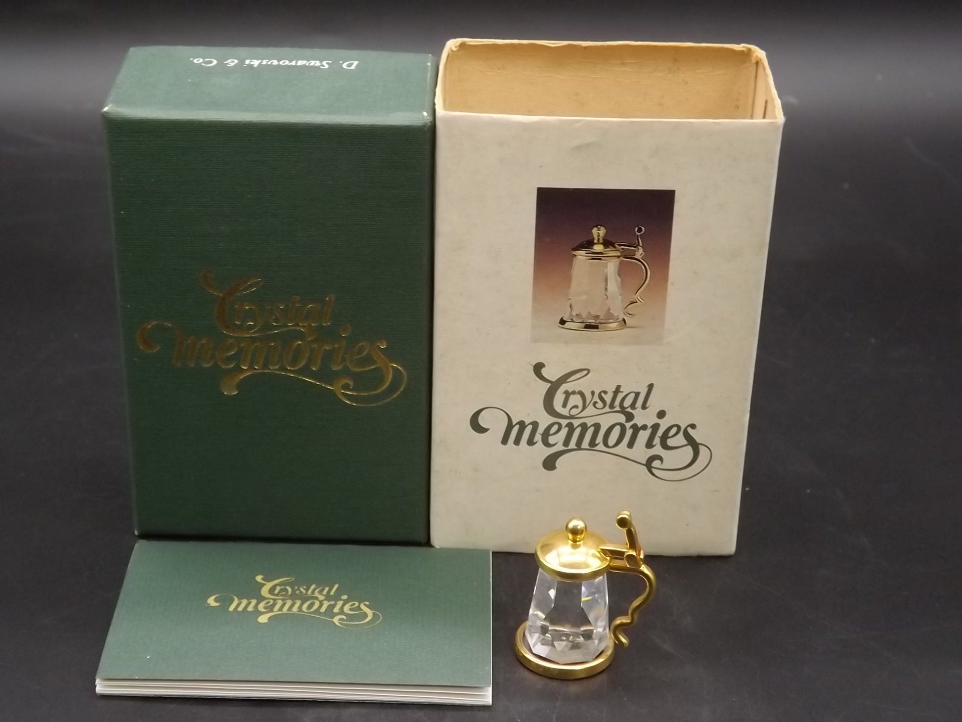 Vintage 1996 Swarovski Crystal Memories "Tankard" Figurine. Excellent Condition with original box. Soiled box.