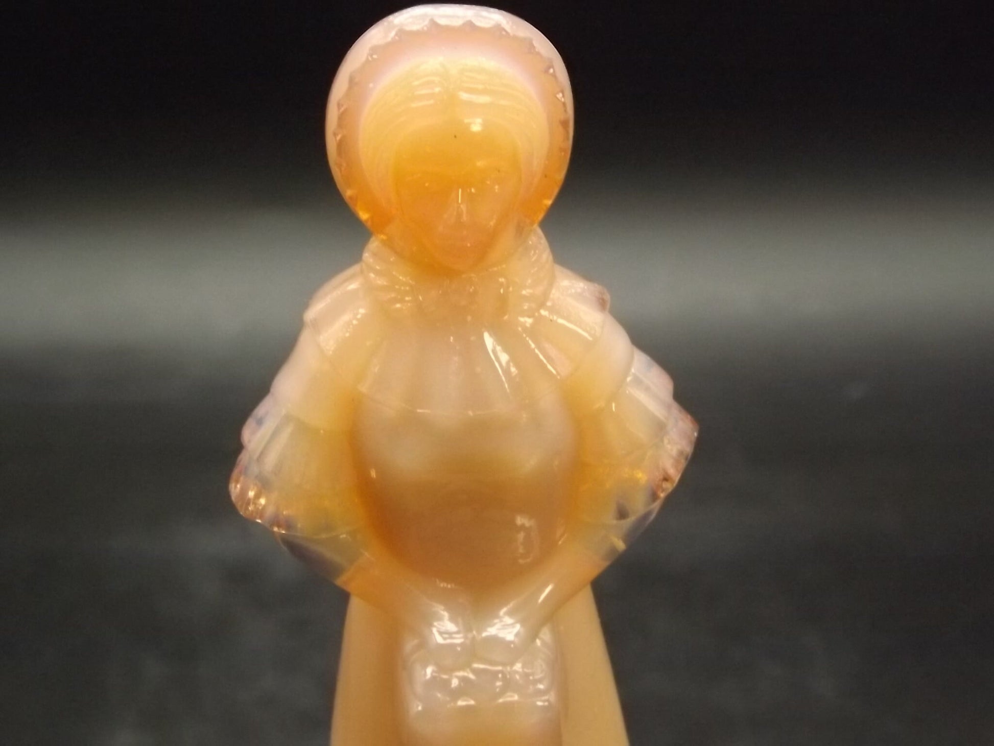 Vintage 1976 Degenhart Peach Slag Glass "Priscilla" Figurine