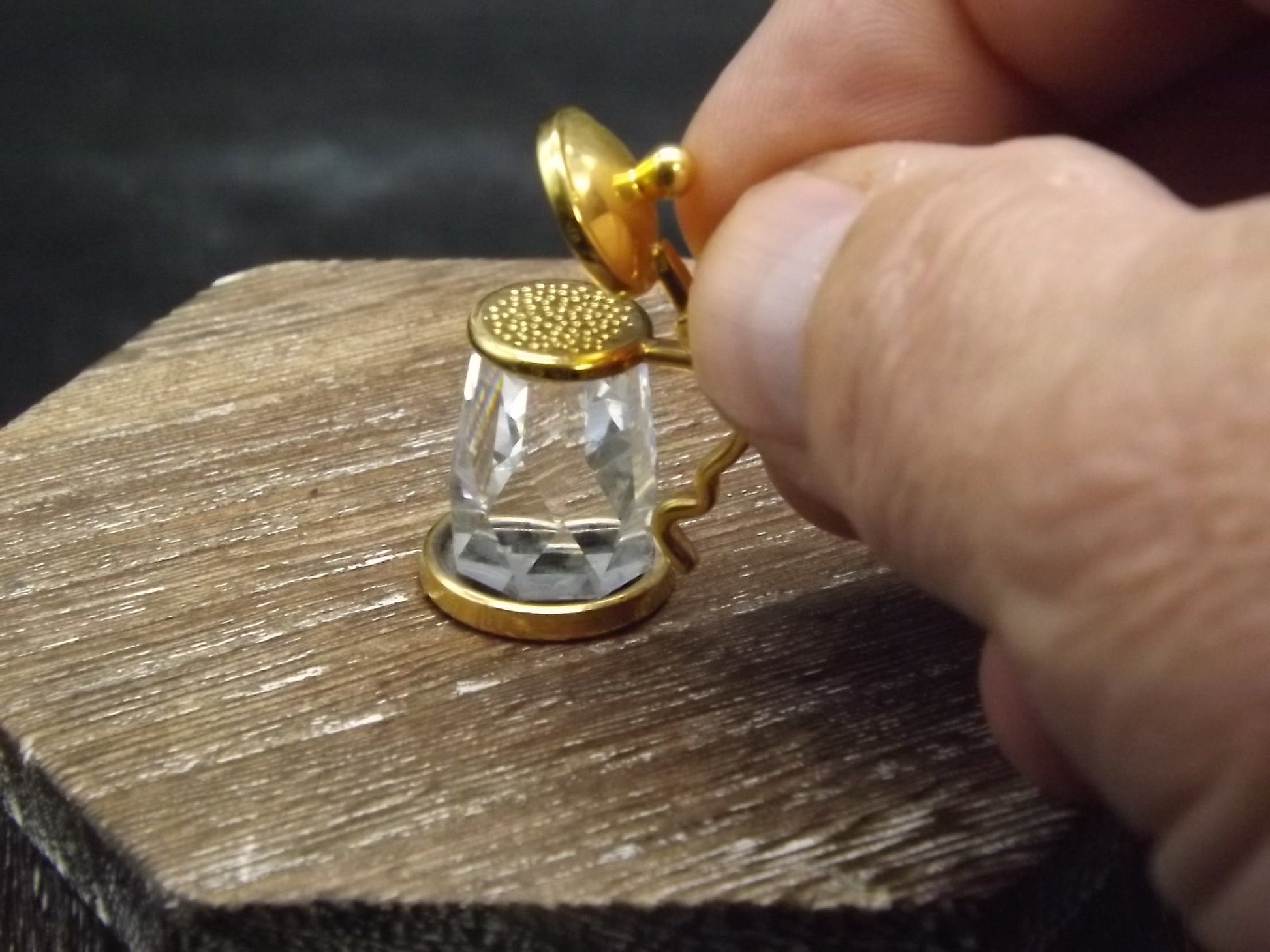 Vintage 1996 Swarovski Crystal Memories "Tankard" Figurine. Excellent Condition with original box. Soiled box.