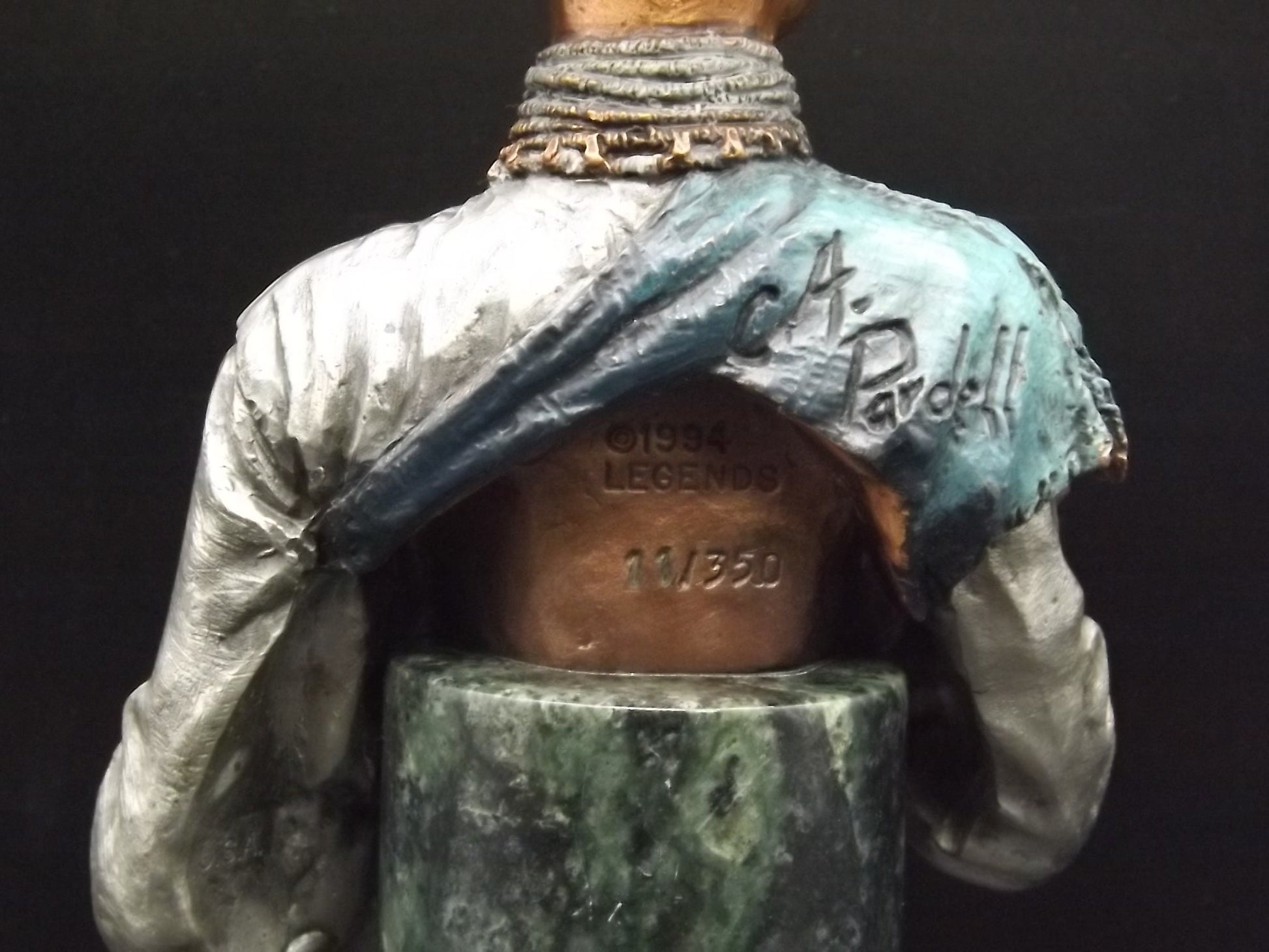 RARE 1994 C.A. Pardell Legends Mixed Media Sculpture "Hopi Maiden" Bust on marble base. Number 11 of only 350 pieces. Excellent Condition!